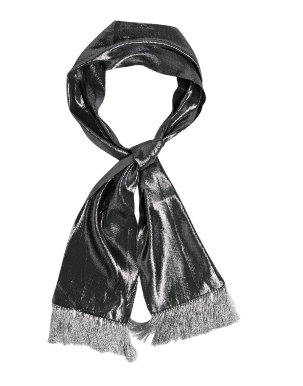 Foulard-Schal mit Seidenfransen in Metallic-Grau
