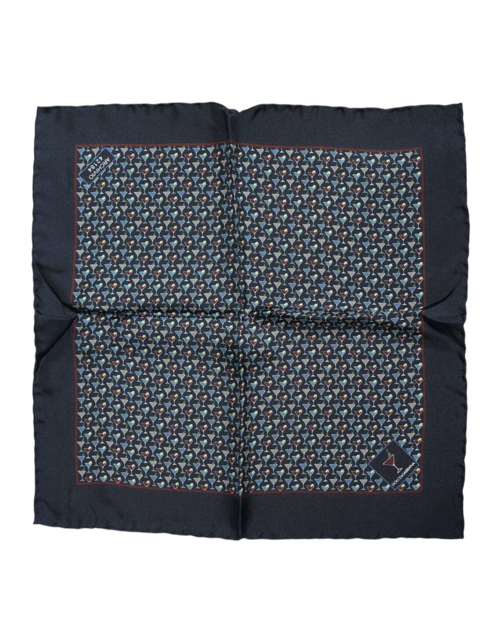 Blauer quadratischer Foulard aus Cocktailseide