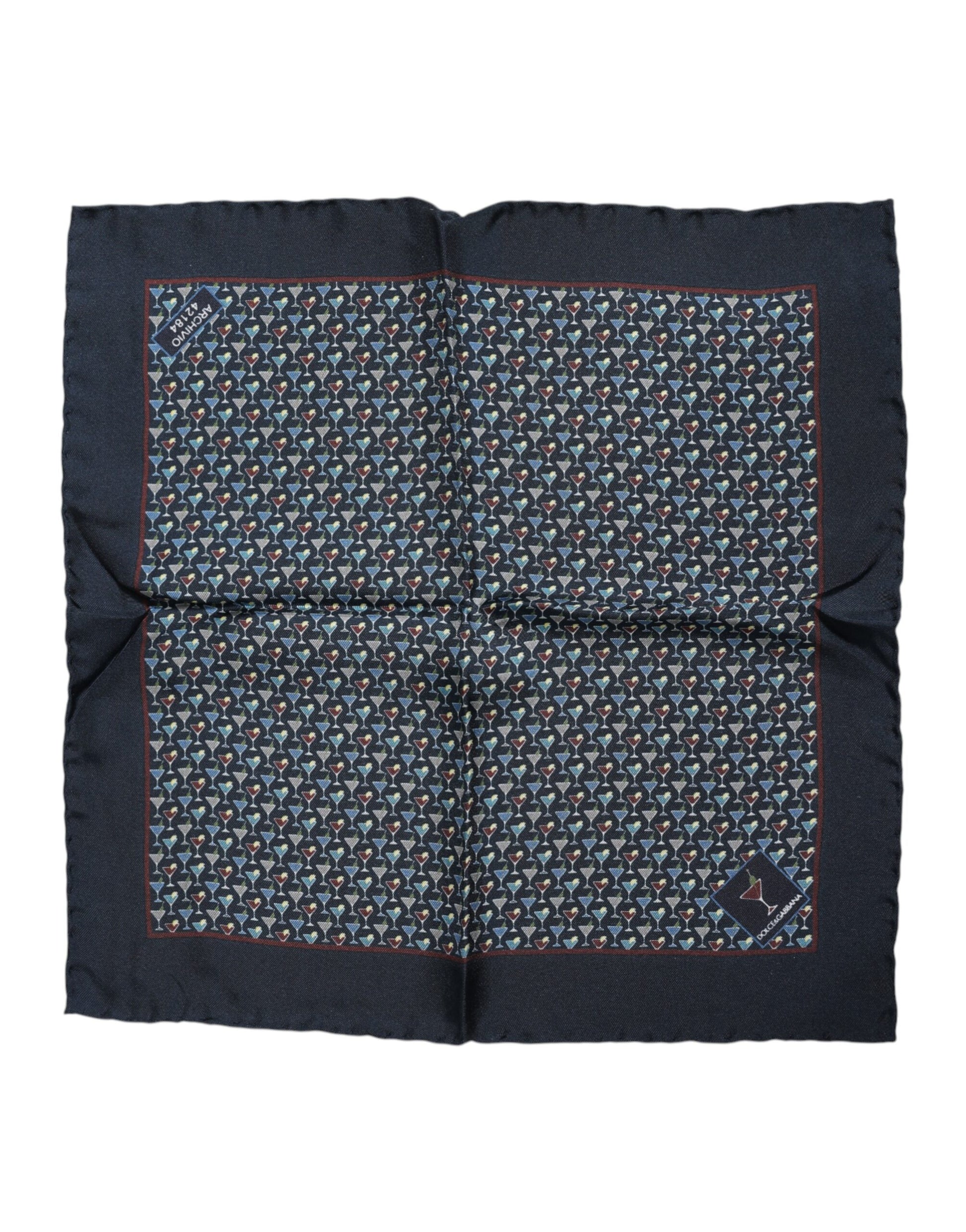 Blauer quadratischer Foulard aus Cocktailseide