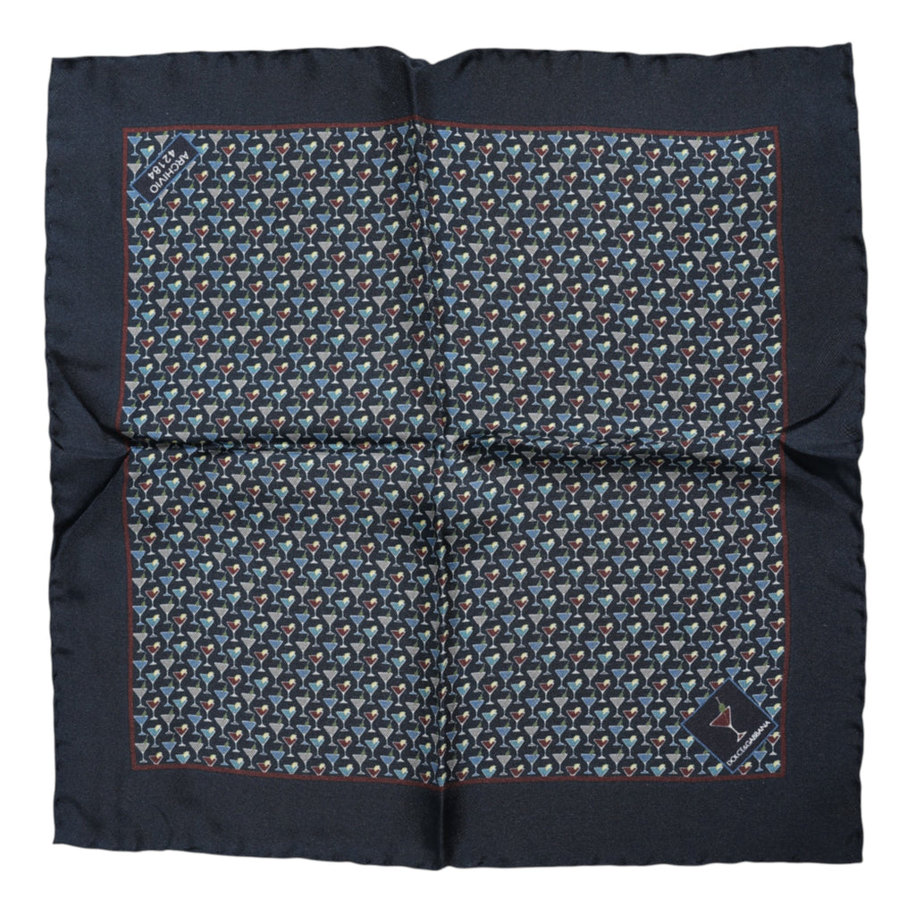 Blauer quadratischer Foulard aus Cocktailseide