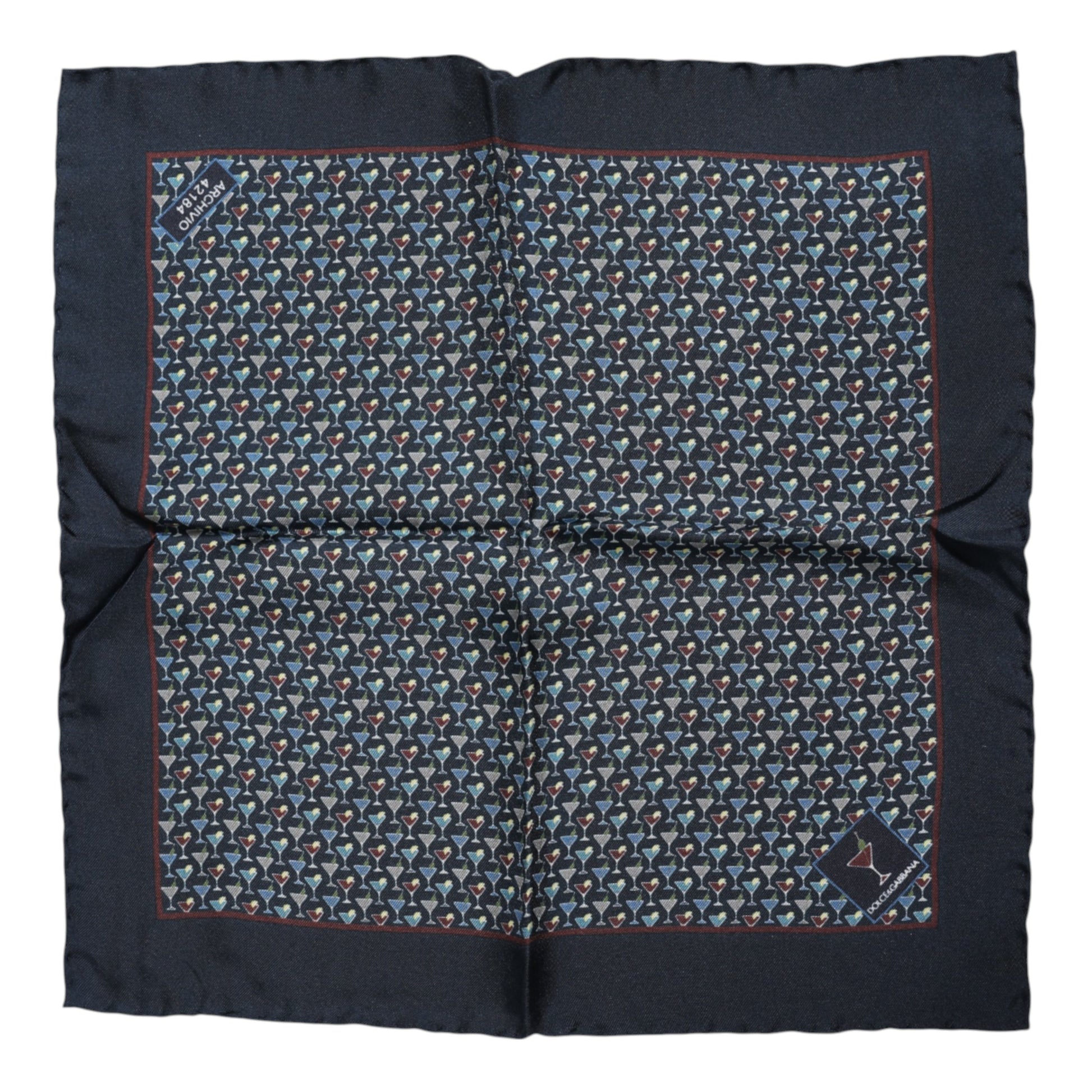 Blauer quadratischer Foulard aus Cocktailseide