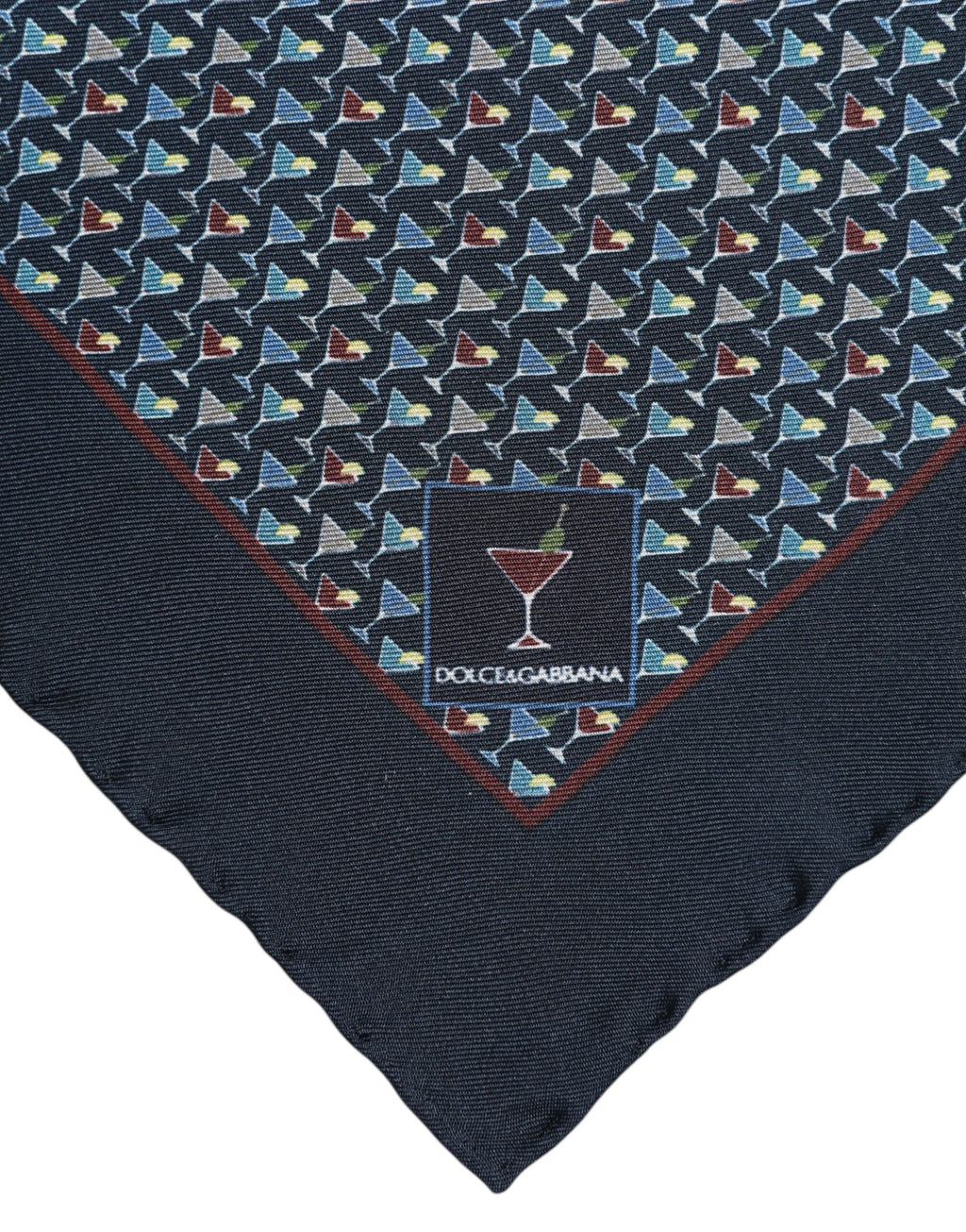Blauer quadratischer Foulard aus Cocktailseide