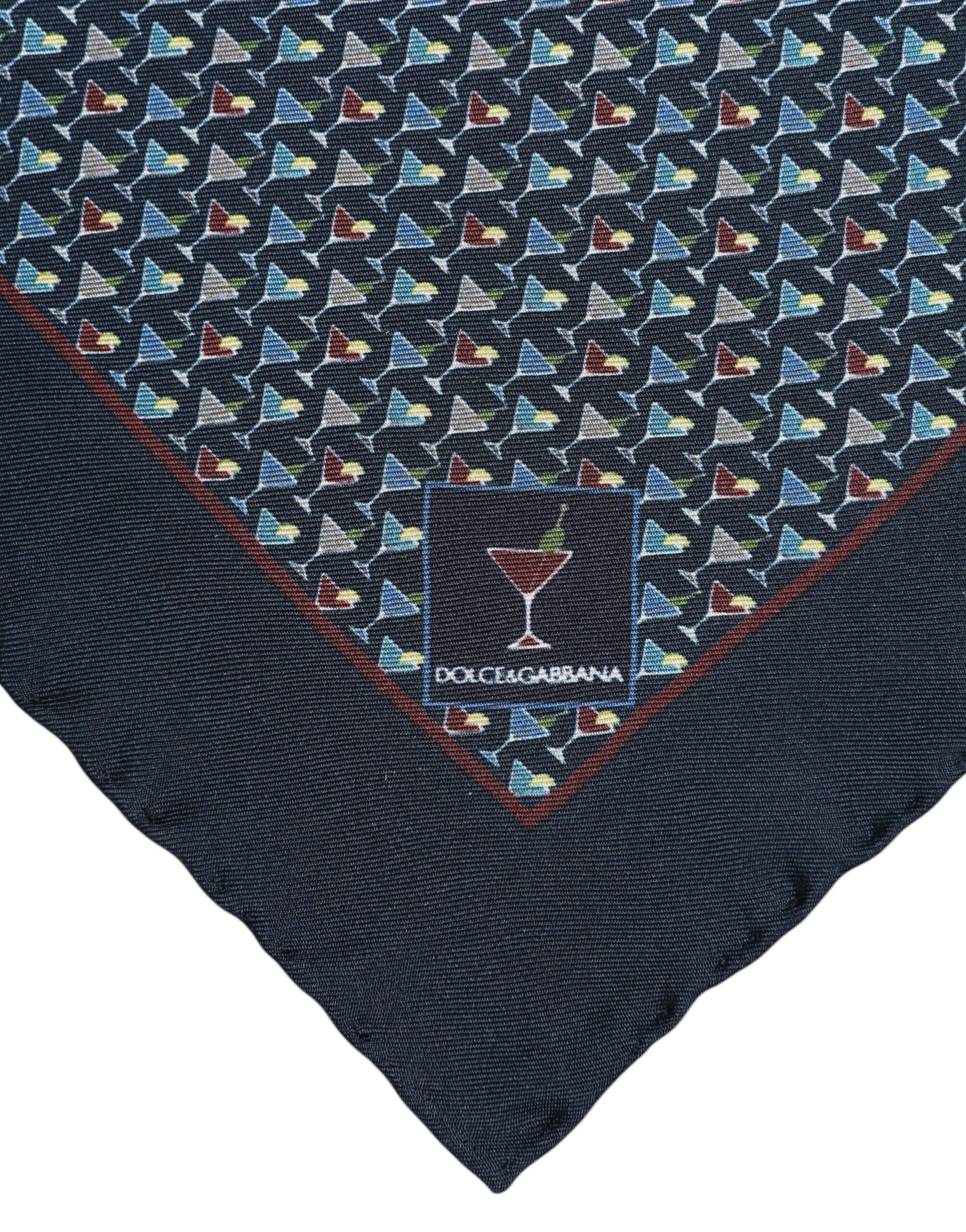 Blauer quadratischer Foulard aus Cocktailseide