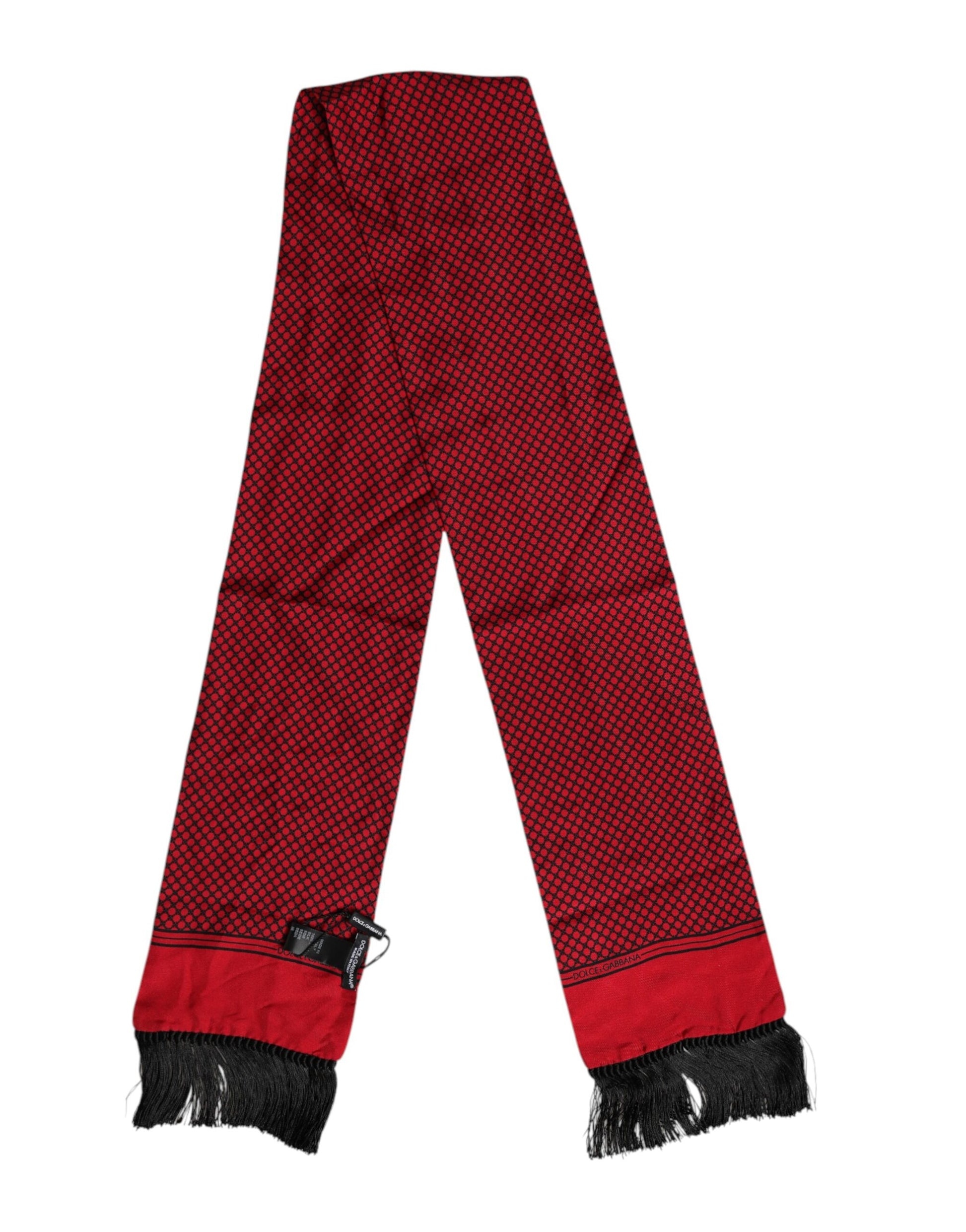 Rot gepunkteter Seidenfransen Herren Foulard Schal