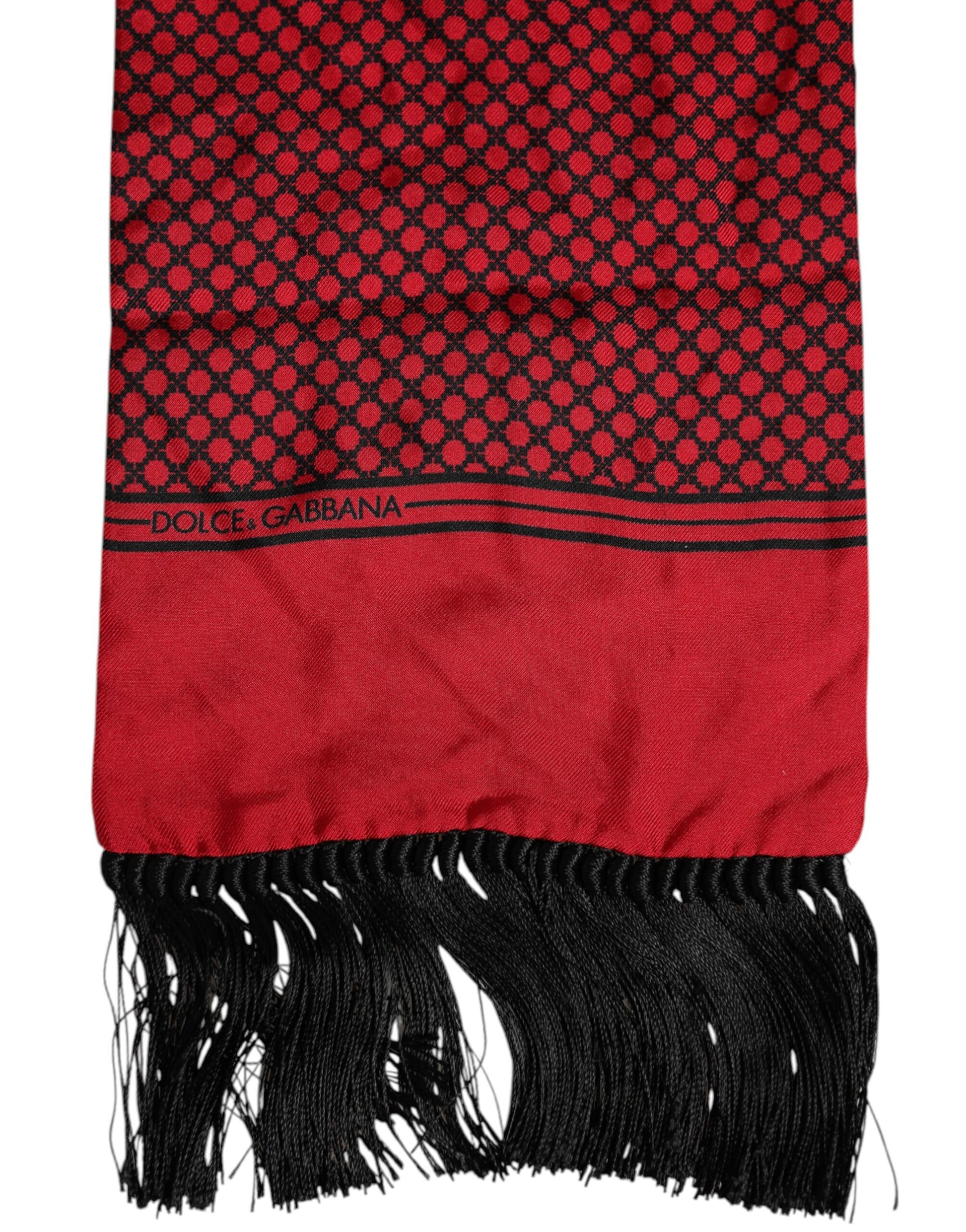 Rot gepunkteter Seidenfransen Herren Foulard Schal