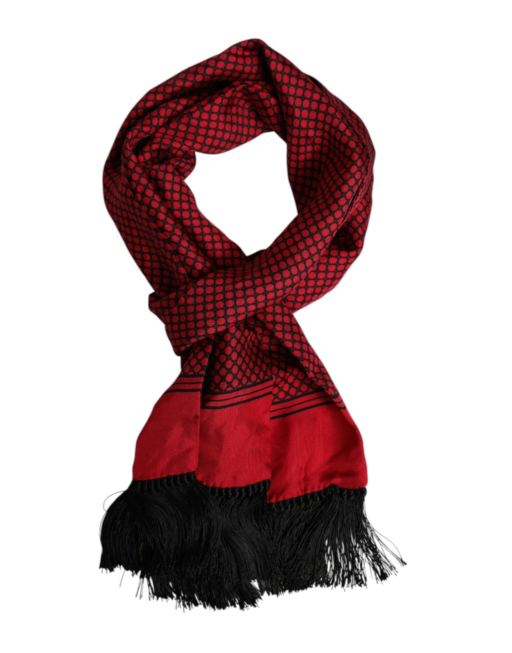 Rot gepunkteter Seidenfransen Herren Foulard Schal
