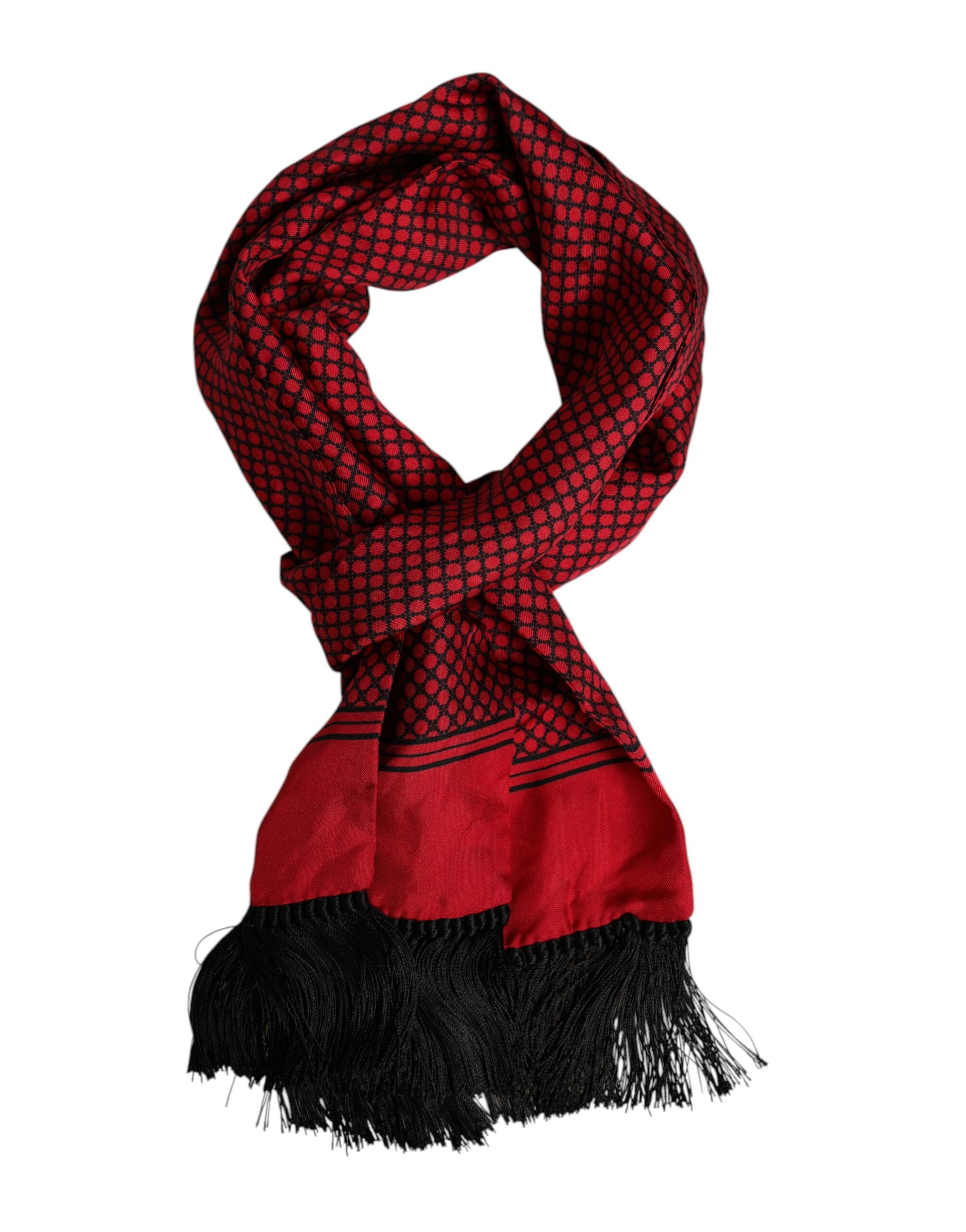 Rot gepunkteter Seidenfransen Herren Foulard Schal