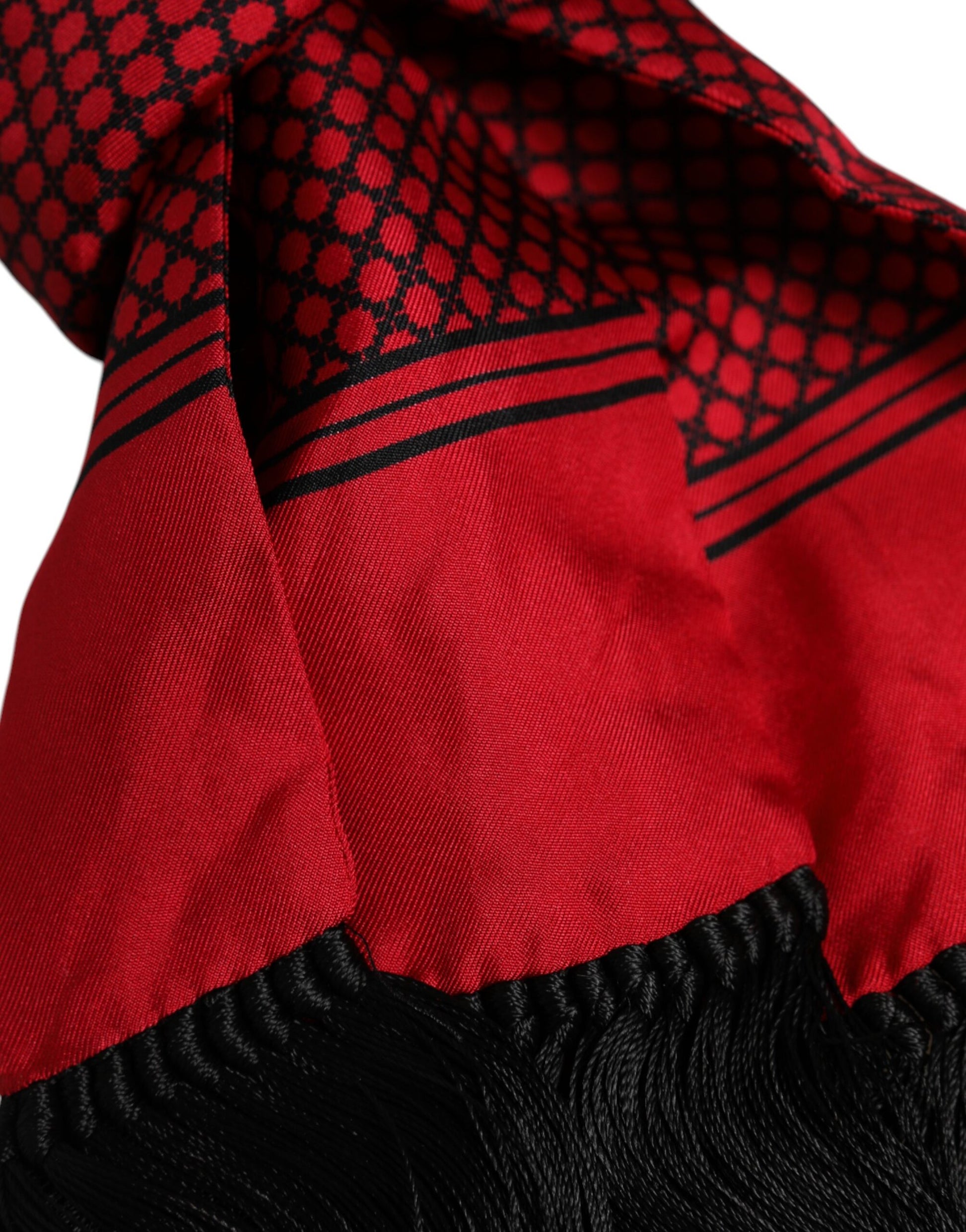 Rot gepunkteter Seidenfransen Herren Foulard Schal