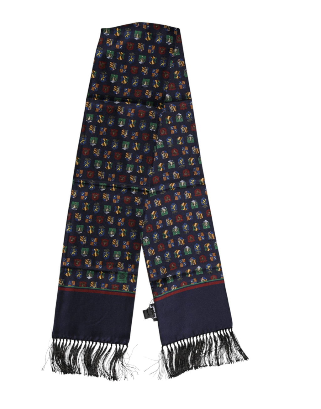 Blauer Foulard-Schal aus Seide mit Fransen