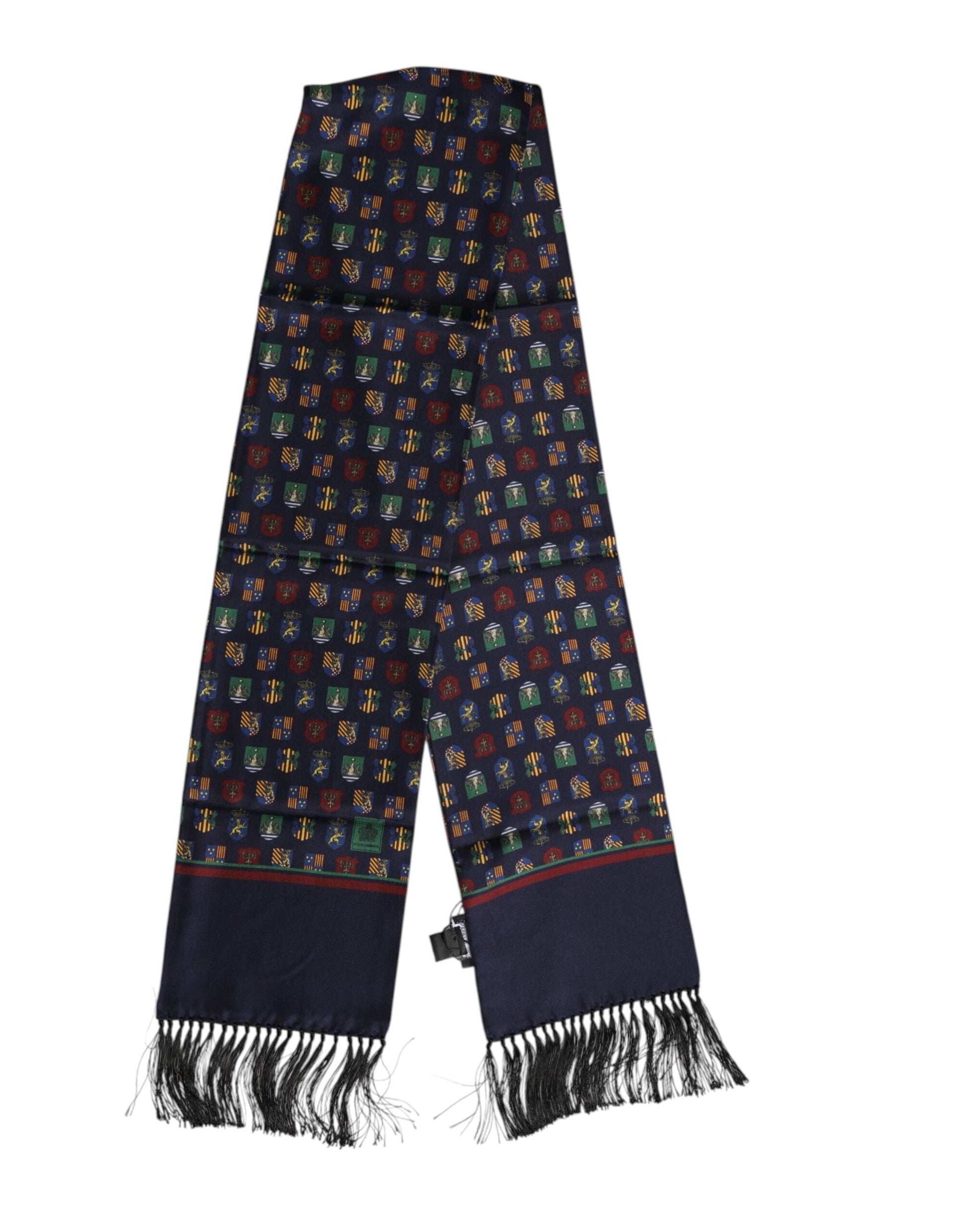 Blauer Foulard-Schal aus Seide mit Fransen