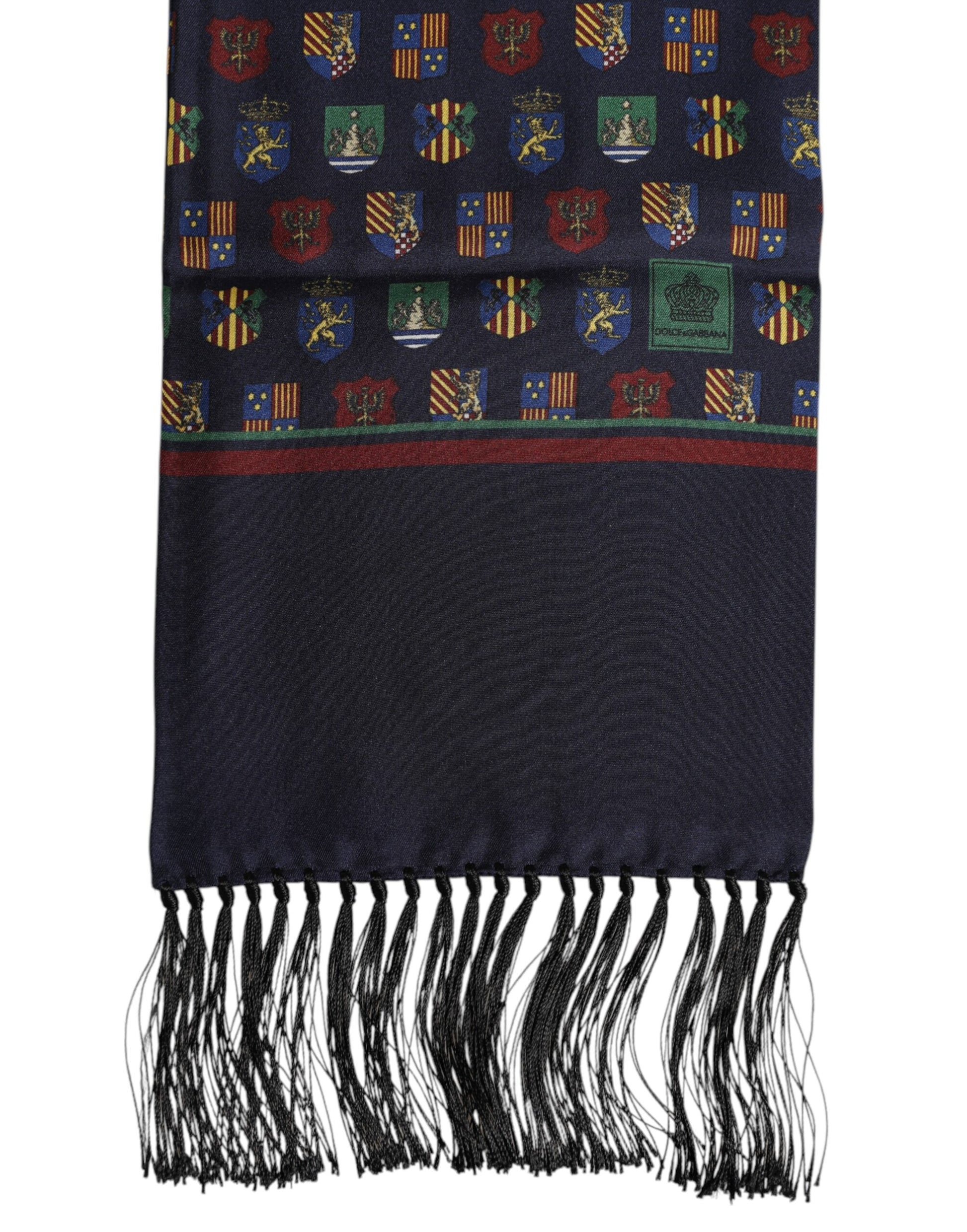 Blauer Foulard-Schal aus Seide mit Fransen