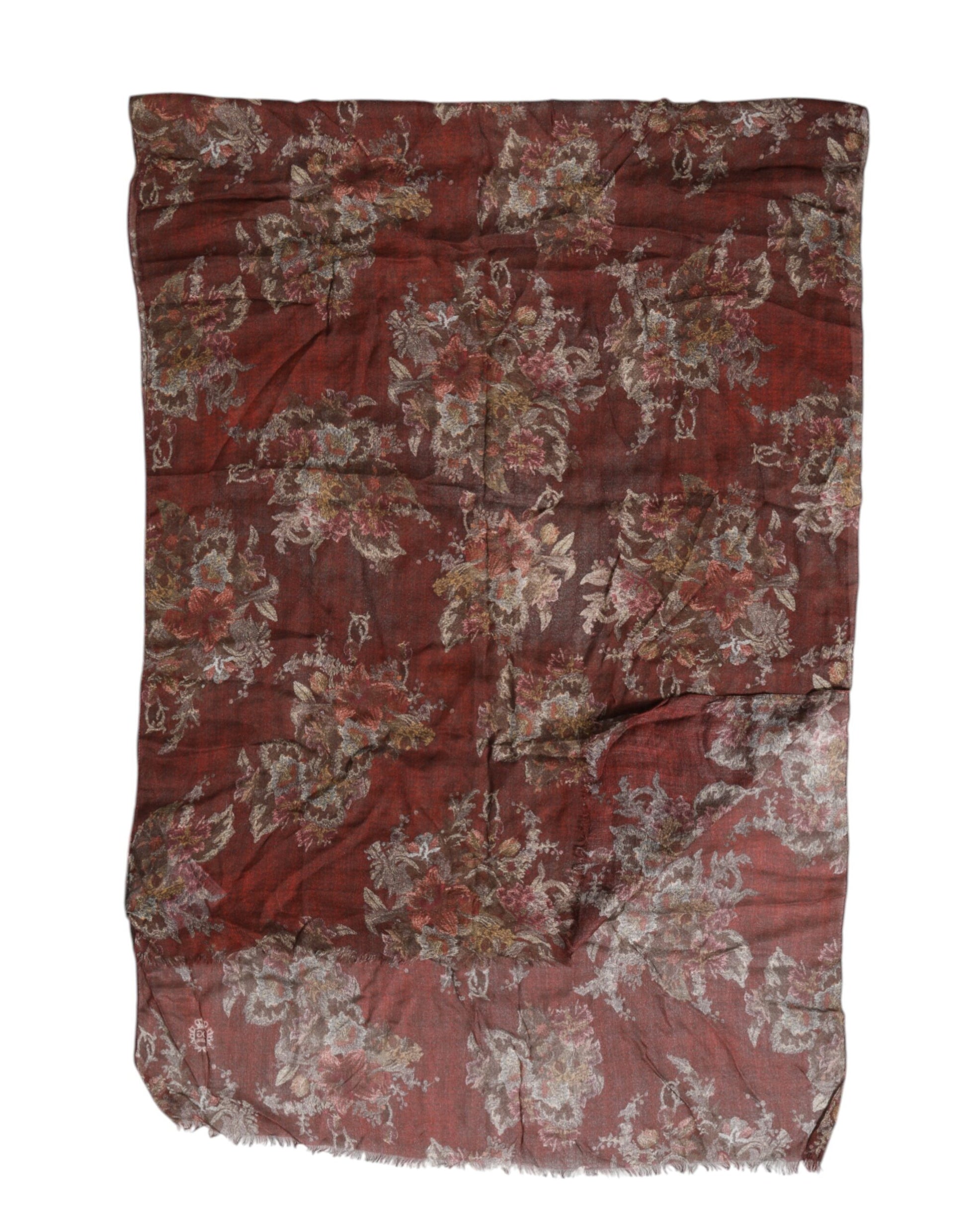 Kastanienbrauner Halswärmer-Foulardschal mit Blumenmuster