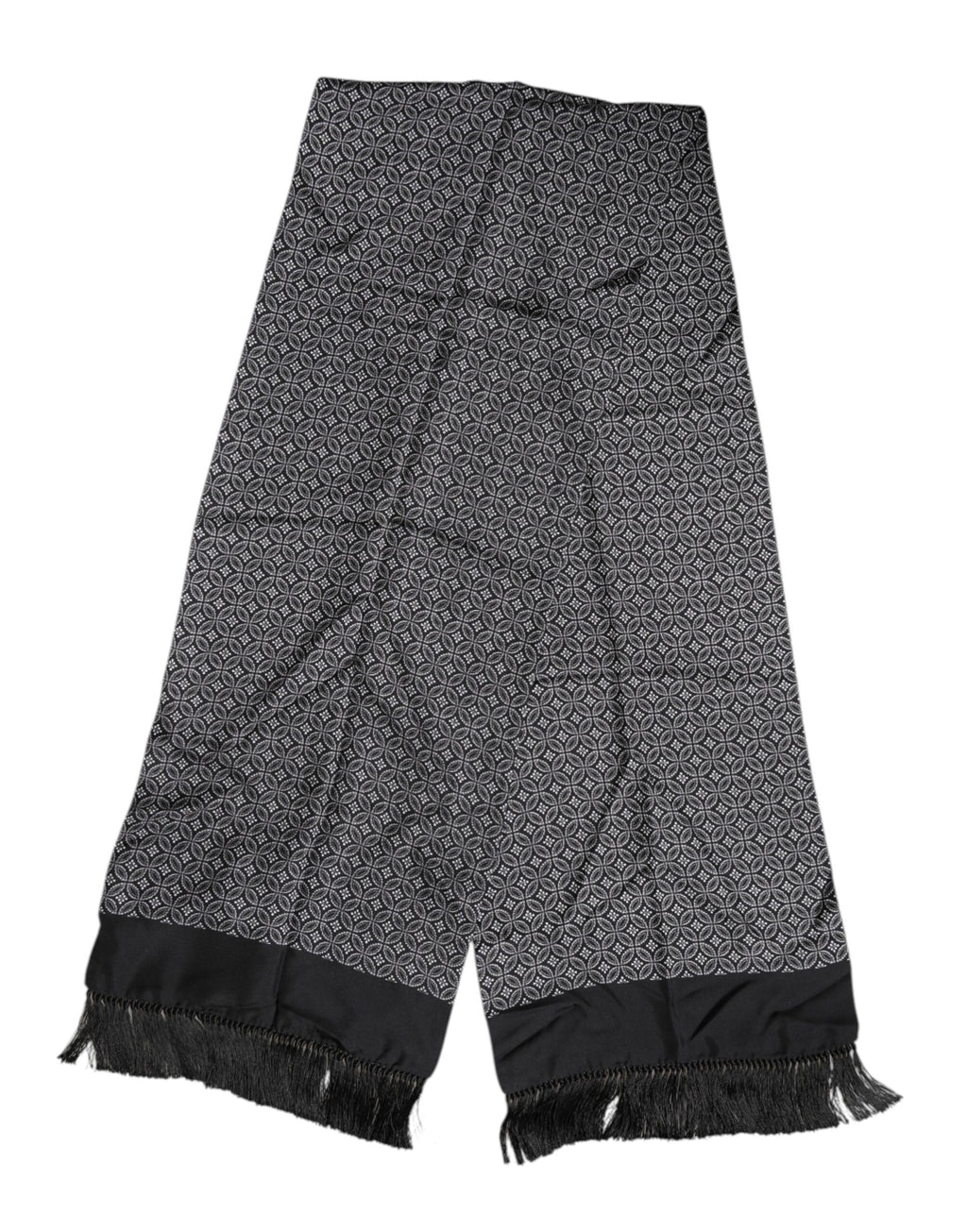Black Patterned Fringes Men Foulard Scarf