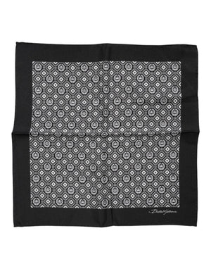 Black White Patterned Square Foulard Scarf
