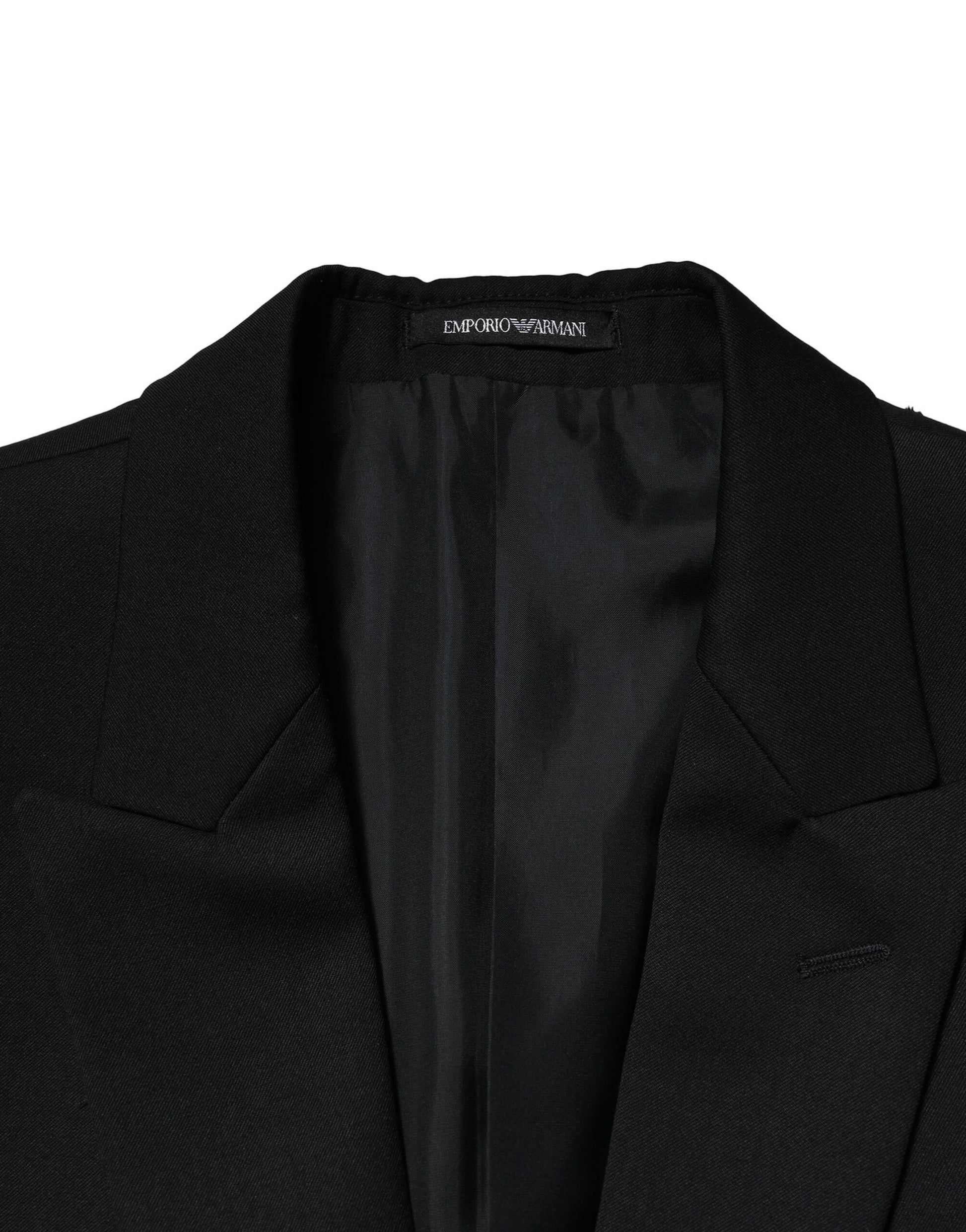 Emporio Armani Black Double Breasted Men Jacket Suit Blazer