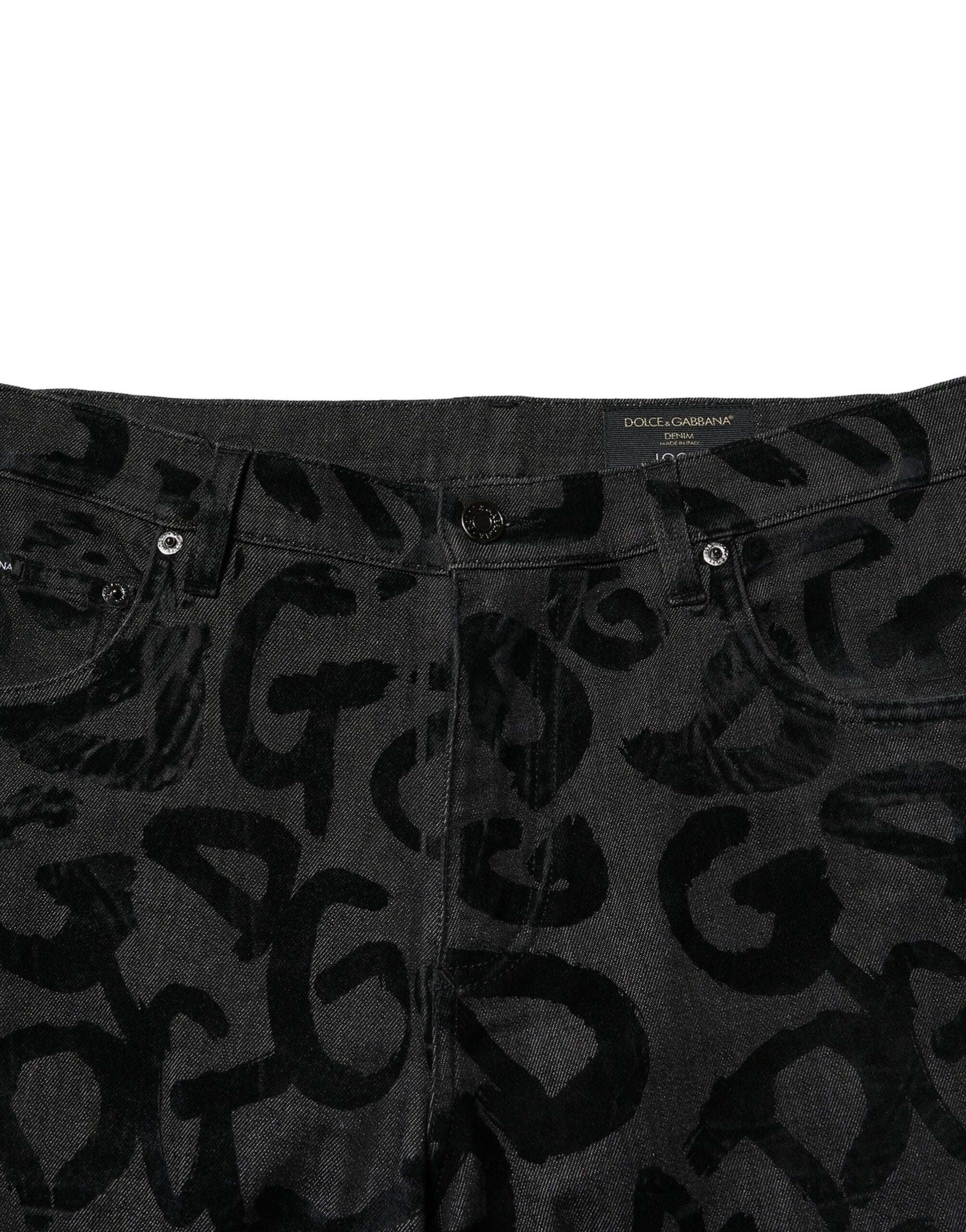 Graue, gerade geschnittene Herrenjeans aus Baumwolle mit DG-Logo