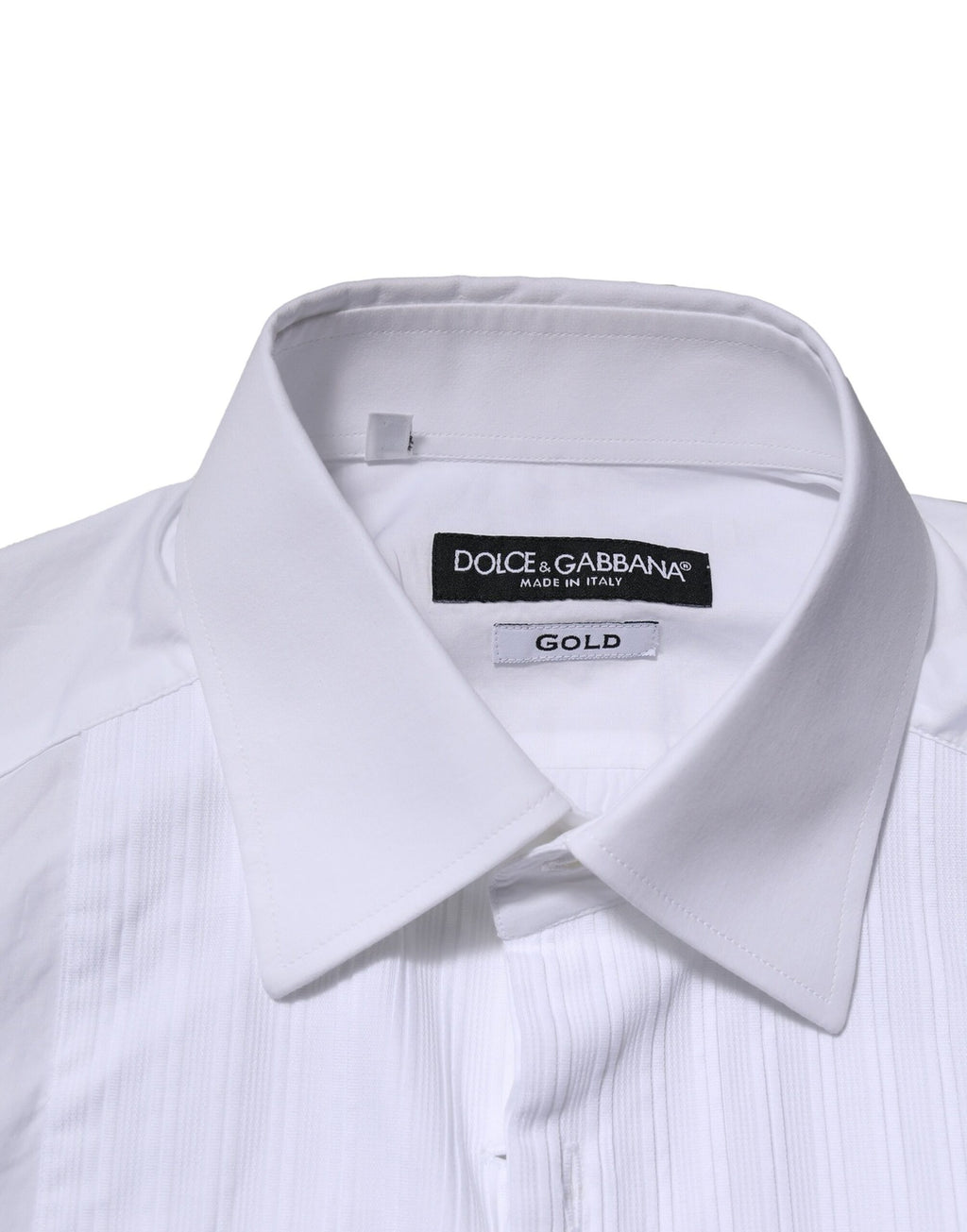 Dolce & Gabbana White GOLD Cotton Poplin Formal Dress Shirt