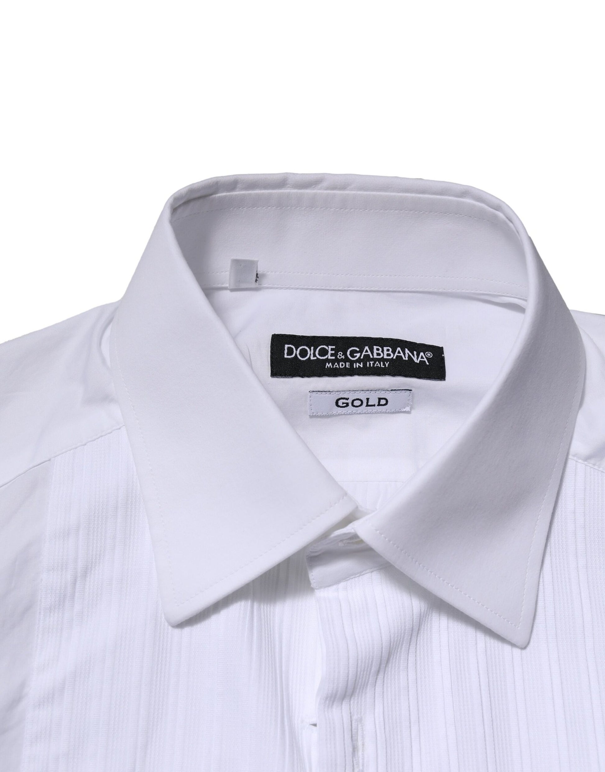 Dolce & Gabbana White GOLD Cotton Poplin Formal Dress Shirt