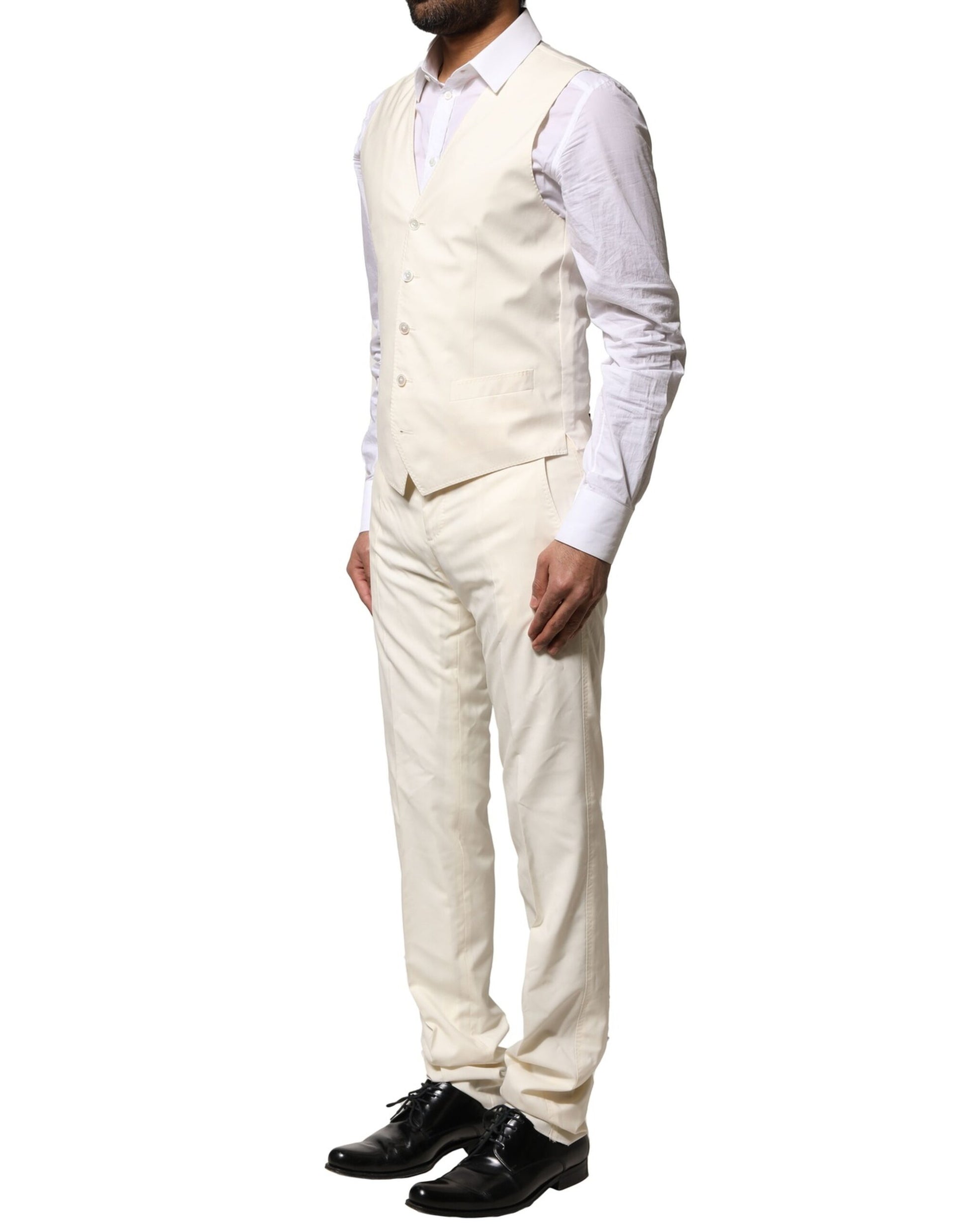 Dolce & Gabbana Ivory Wool 3 Piece Single Breasted Suit