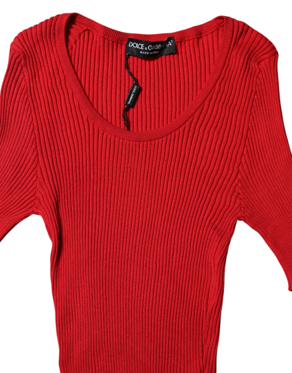 Rotes Pullover-Oberteil mit Rundhalsausschnitt und kurzen Ärmeln
