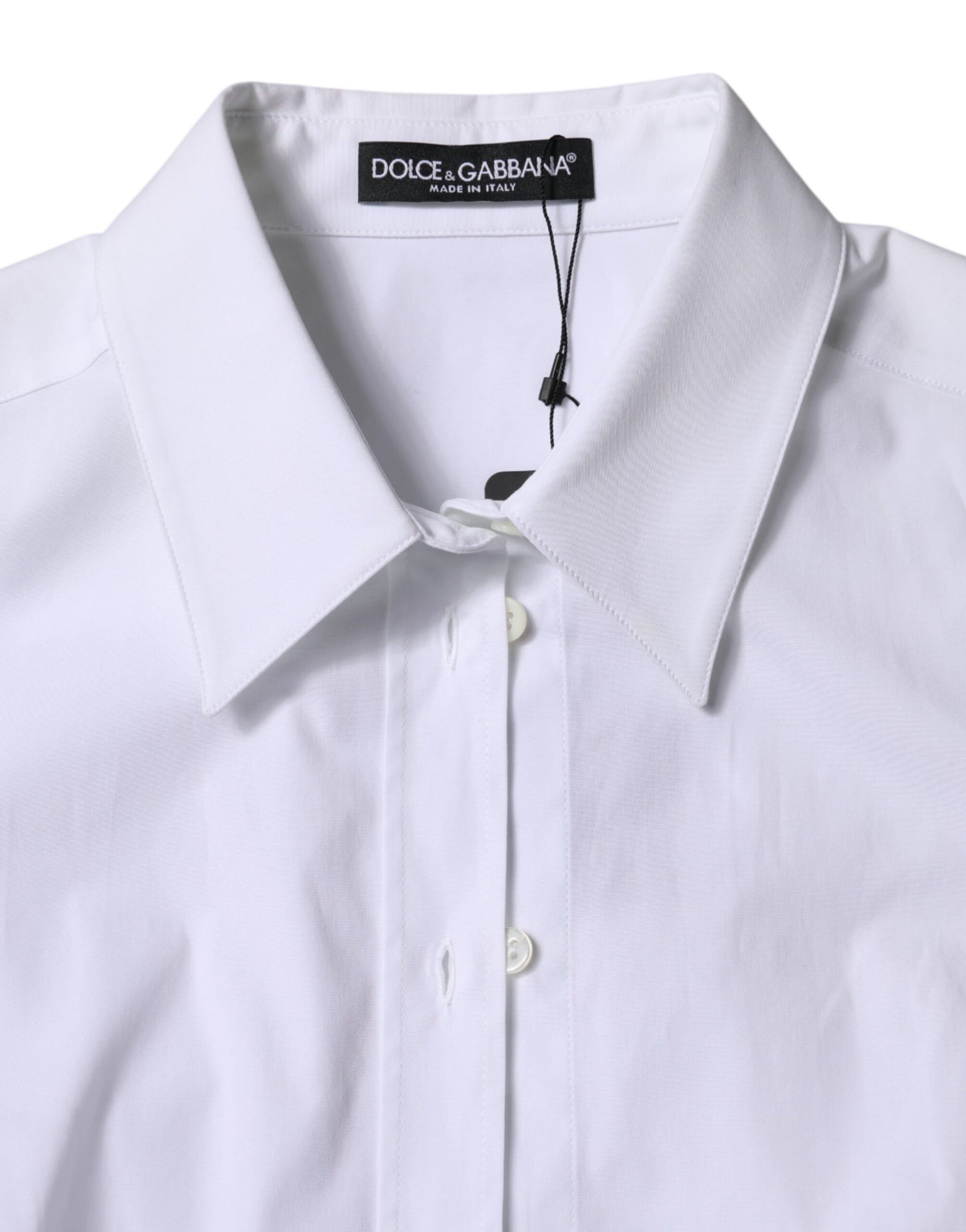 Dolce & Gabbana White Cotton Collared Long Sleeves Shirt Top