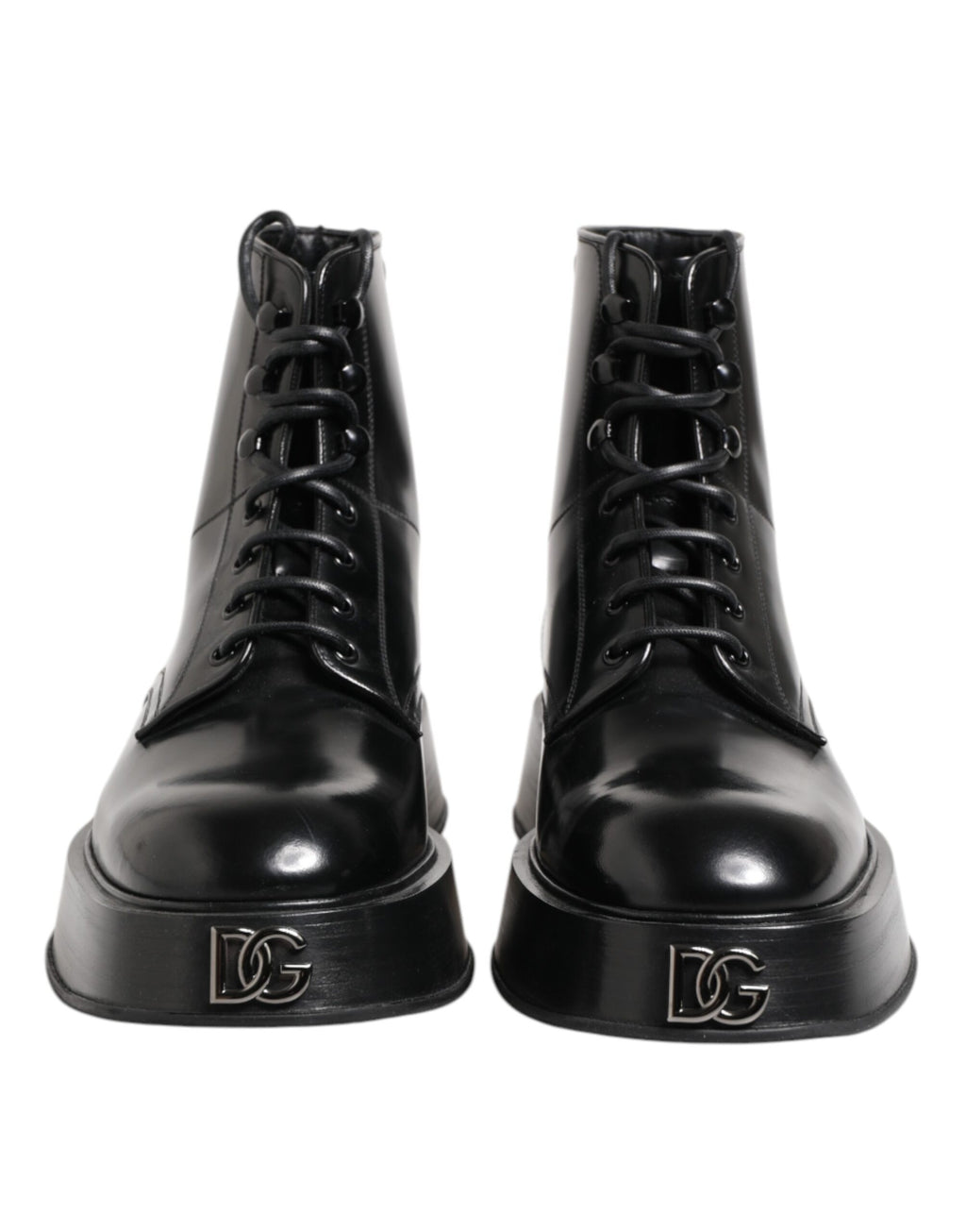 Schwarze Stiefeletten aus Leder mit Logo und Schnürung