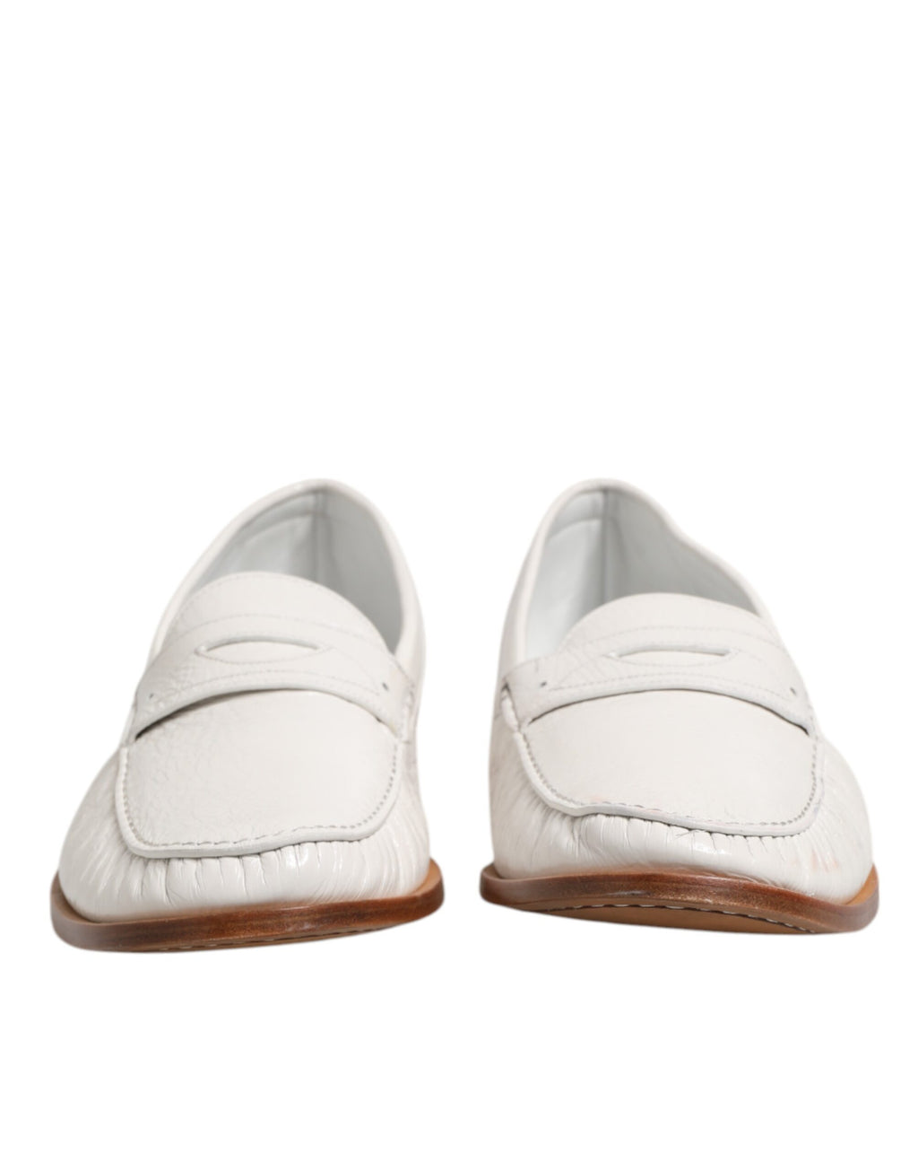 Weiße Leder-Loafer, Mokassins, Slipper