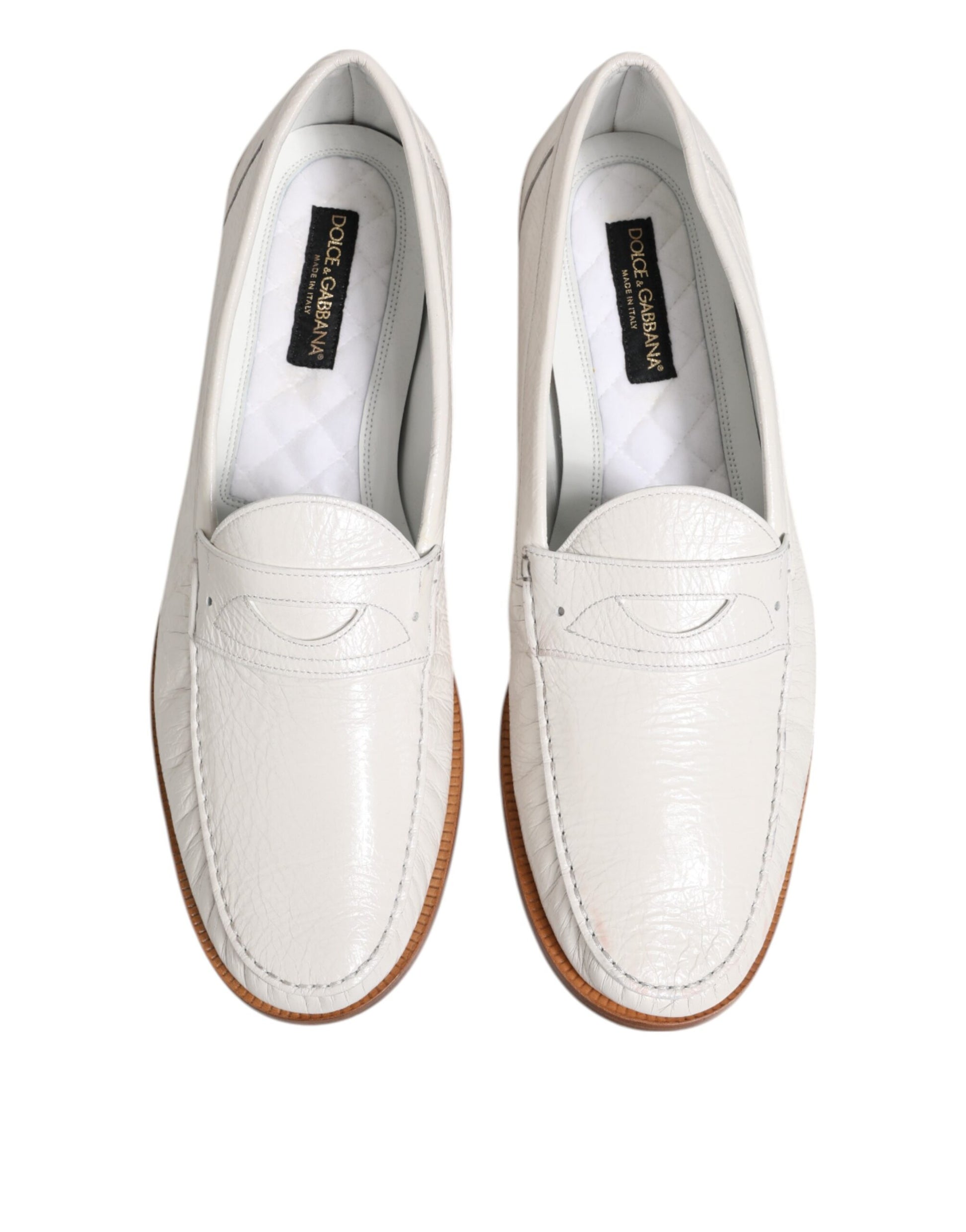 Weiße Leder-Loafer, Mokassins, Slipper