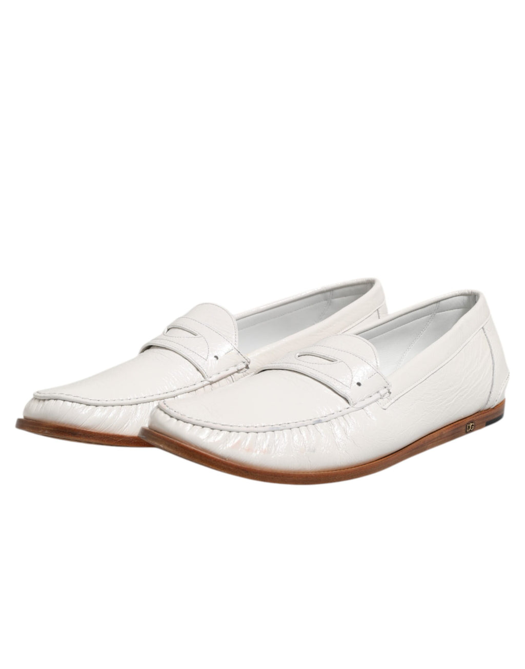 Weiße Leder-Loafer, Mokassins, Slipper