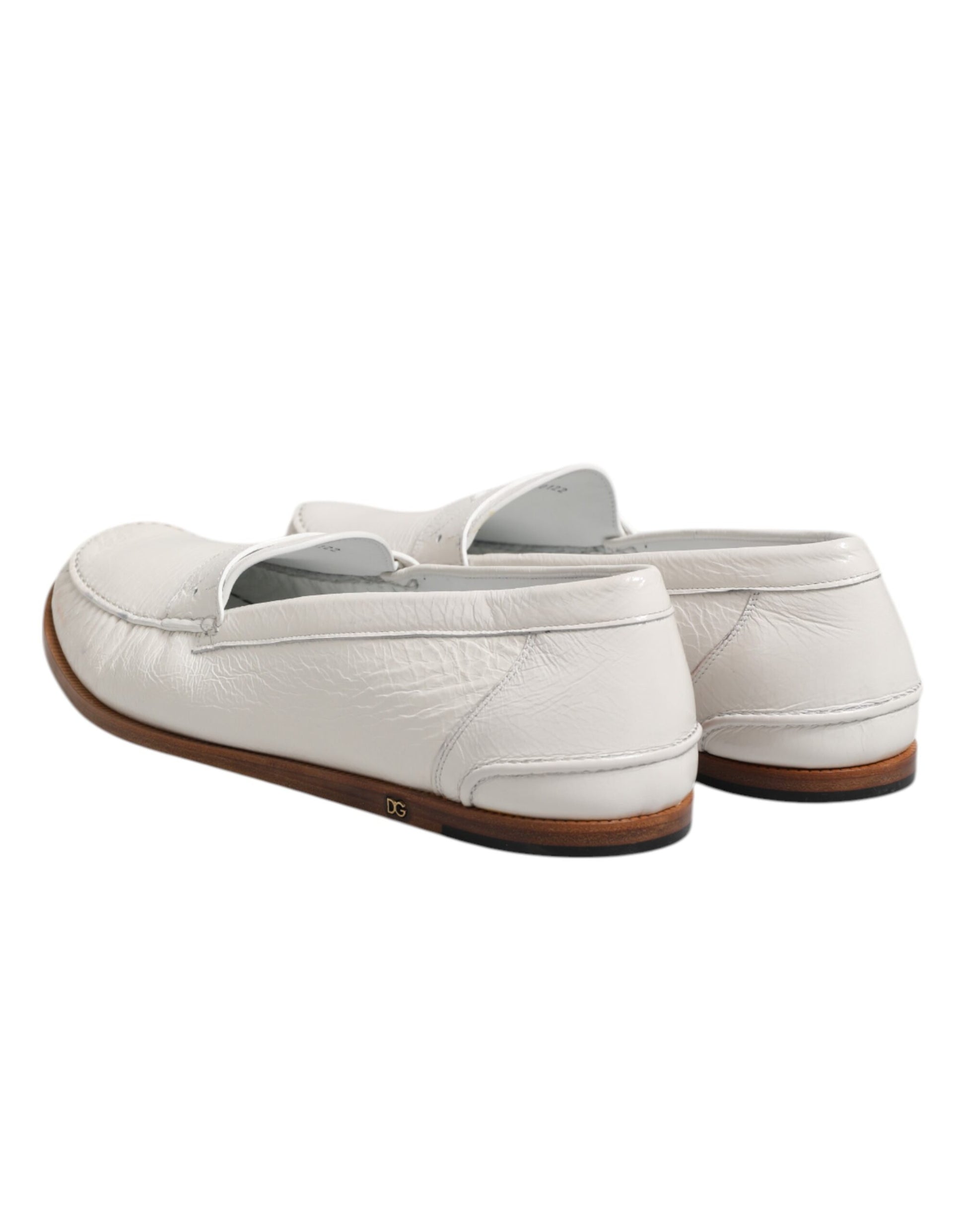 Weiße Leder-Loafer, Mokassins, Slipper