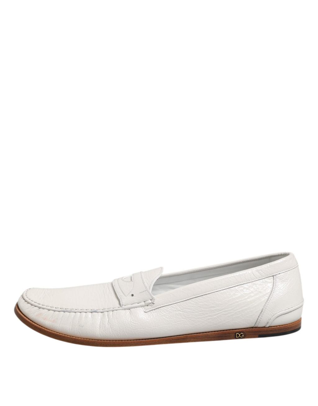 Weiße Leder-Loafer, Mokassins, Slipper