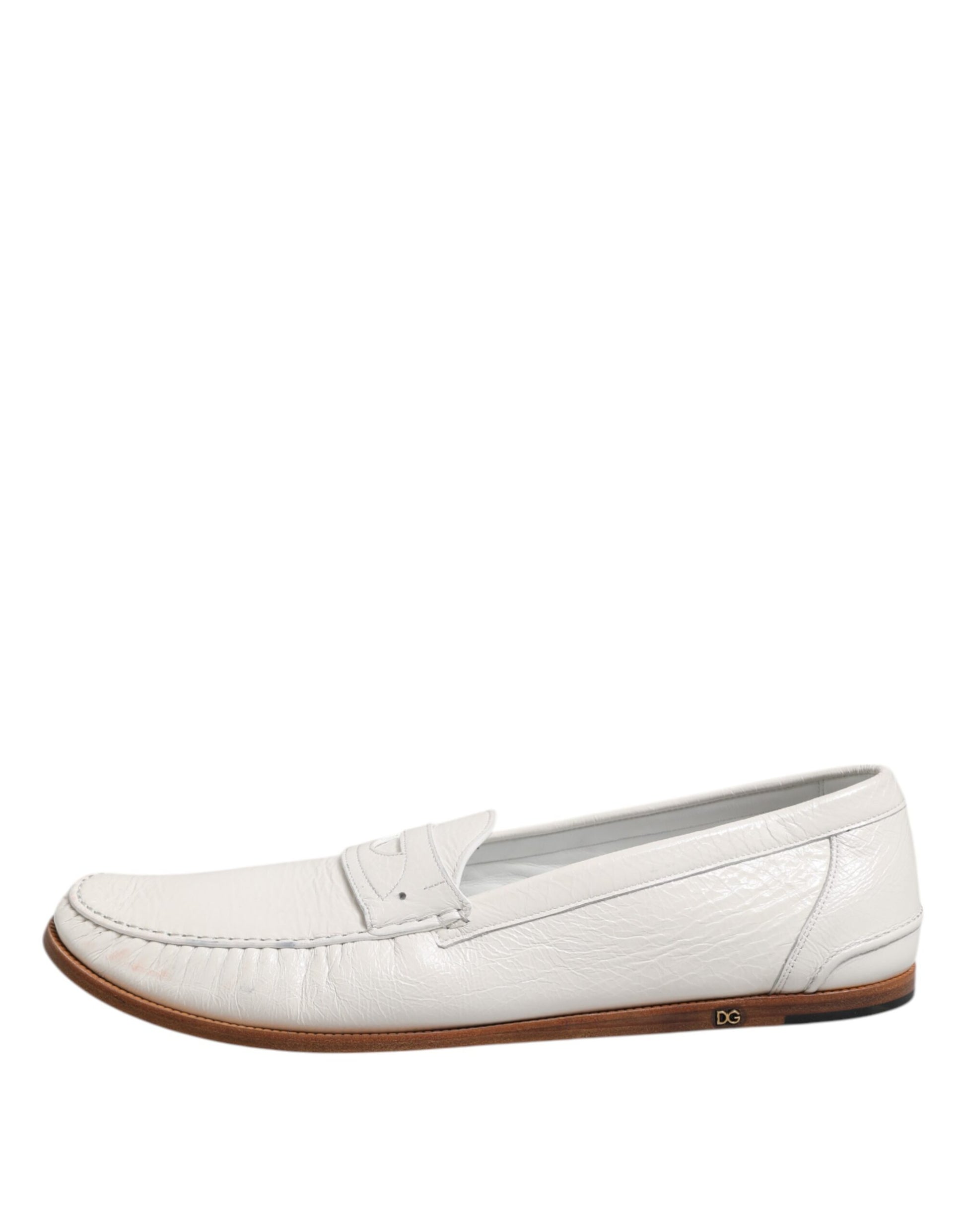 Weiße Leder-Loafer, Mokassins, Slipper