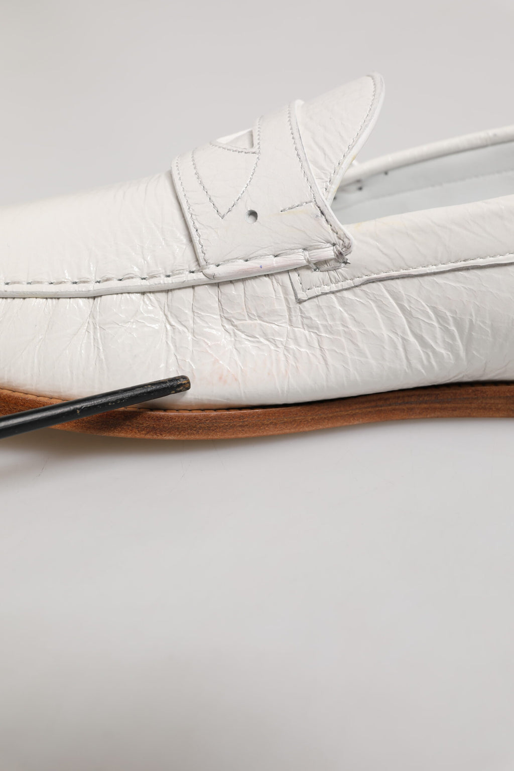 Weiße Leder-Loafer, Mokassins, Slipper
