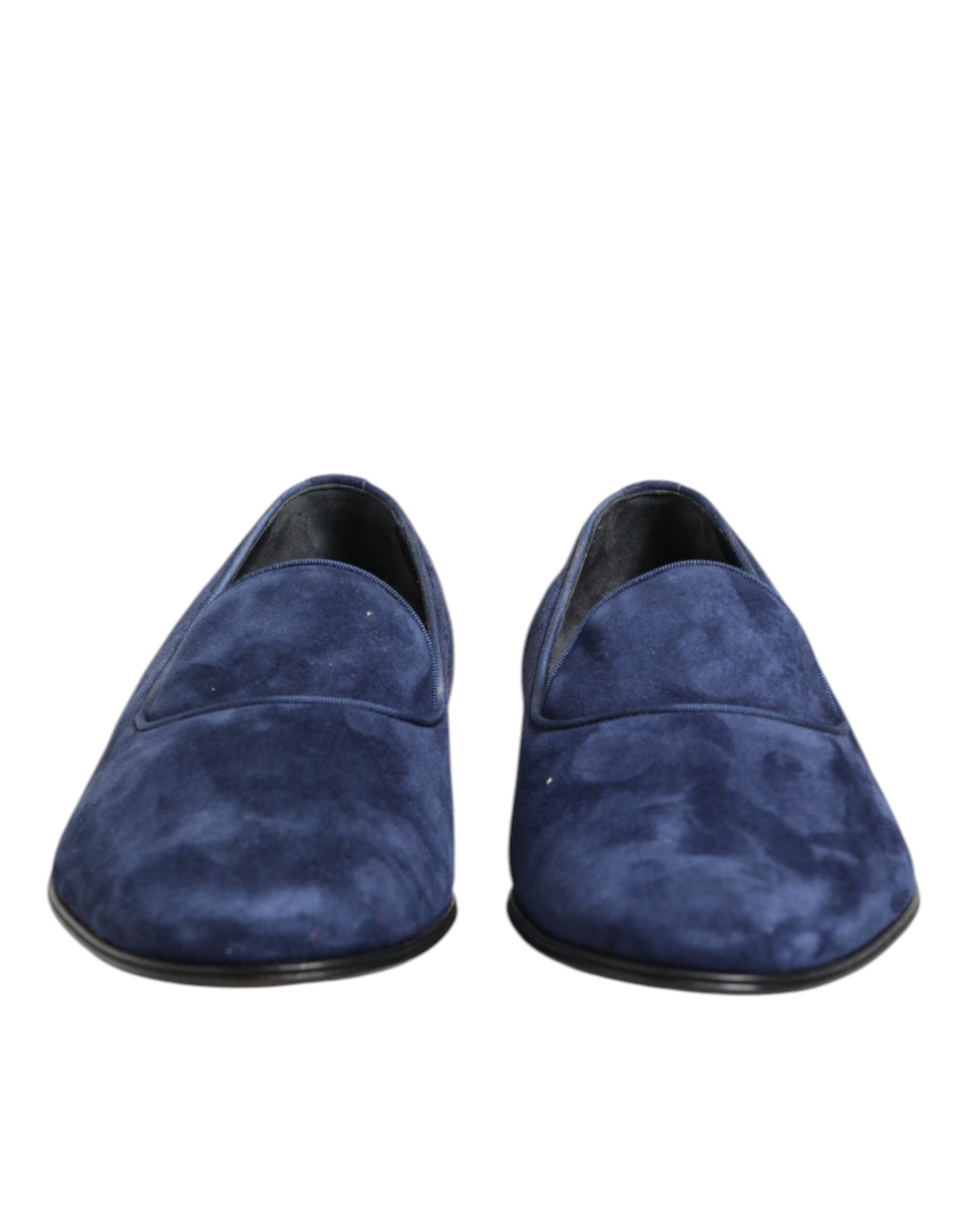Blaue Loafer aus Samt mit DG-Logo, formelle Schuhe