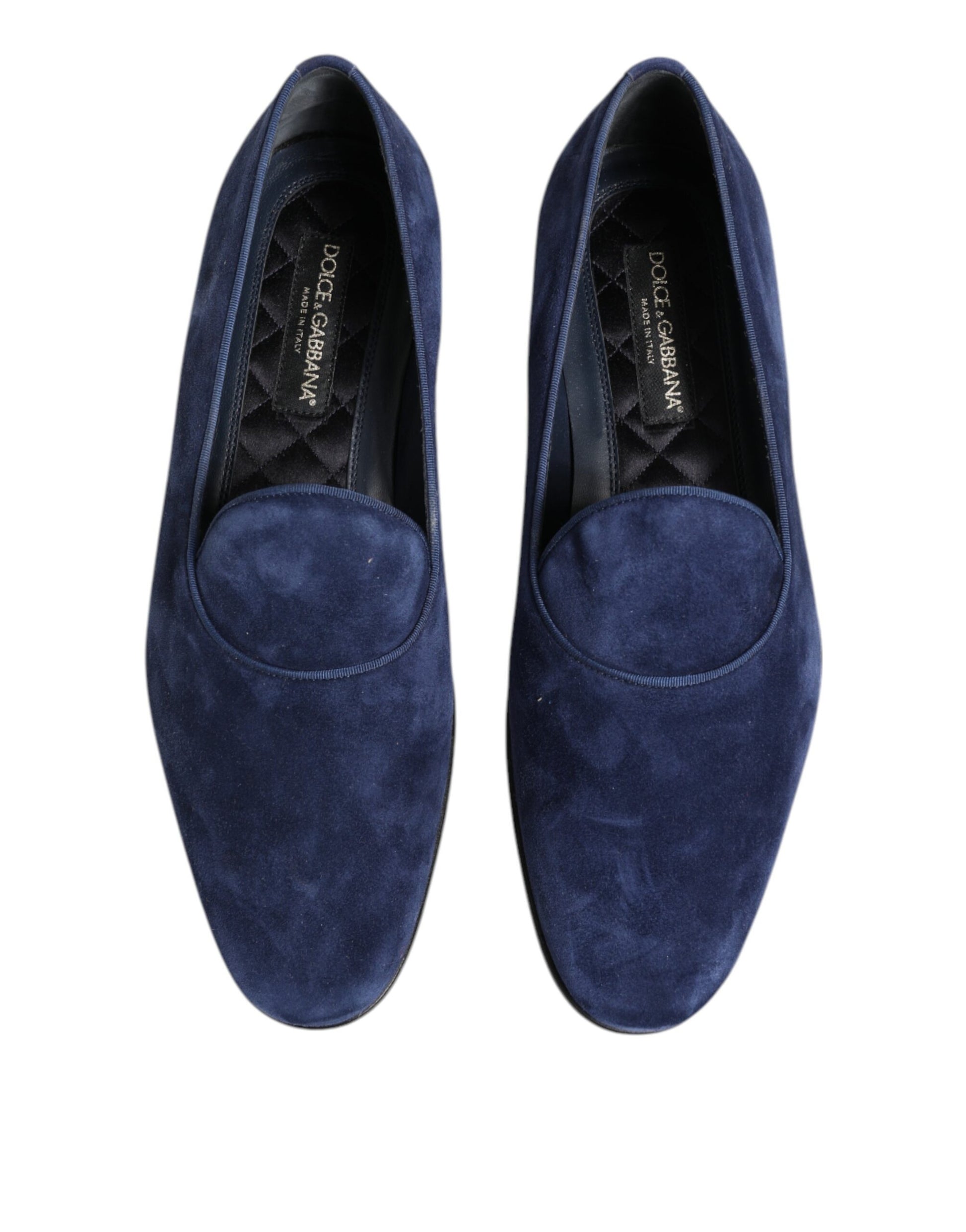 Blaue Loafer aus Samt mit DG-Logo, formelle Schuhe