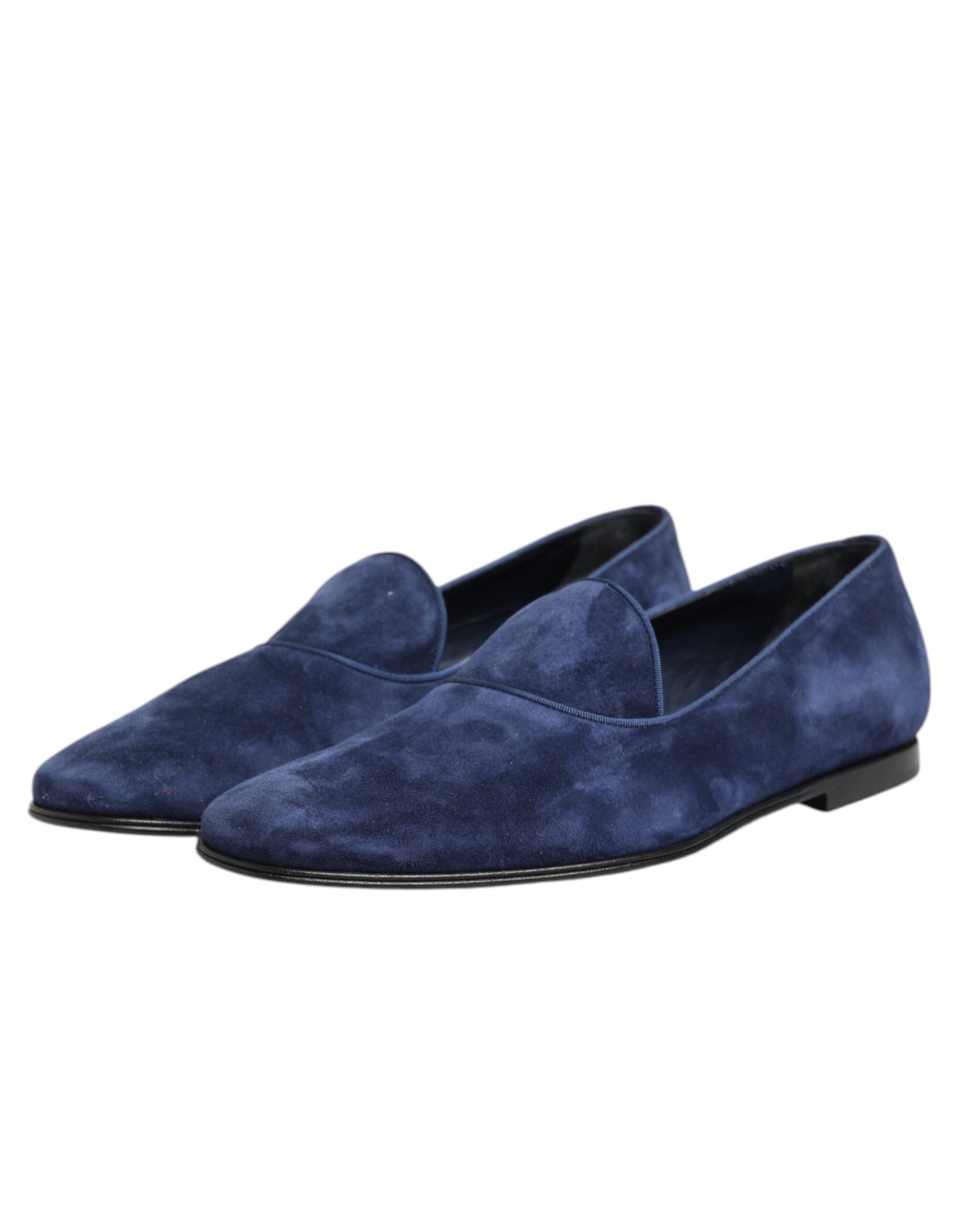 Blaue Loafer aus Samt mit DG-Logo, formelle Schuhe