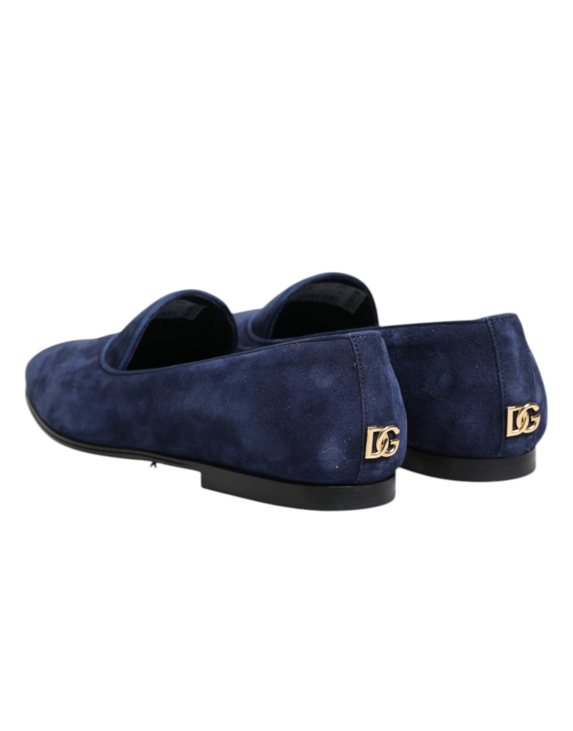 Blaue Loafer aus Samt mit DG-Logo, formelle Schuhe