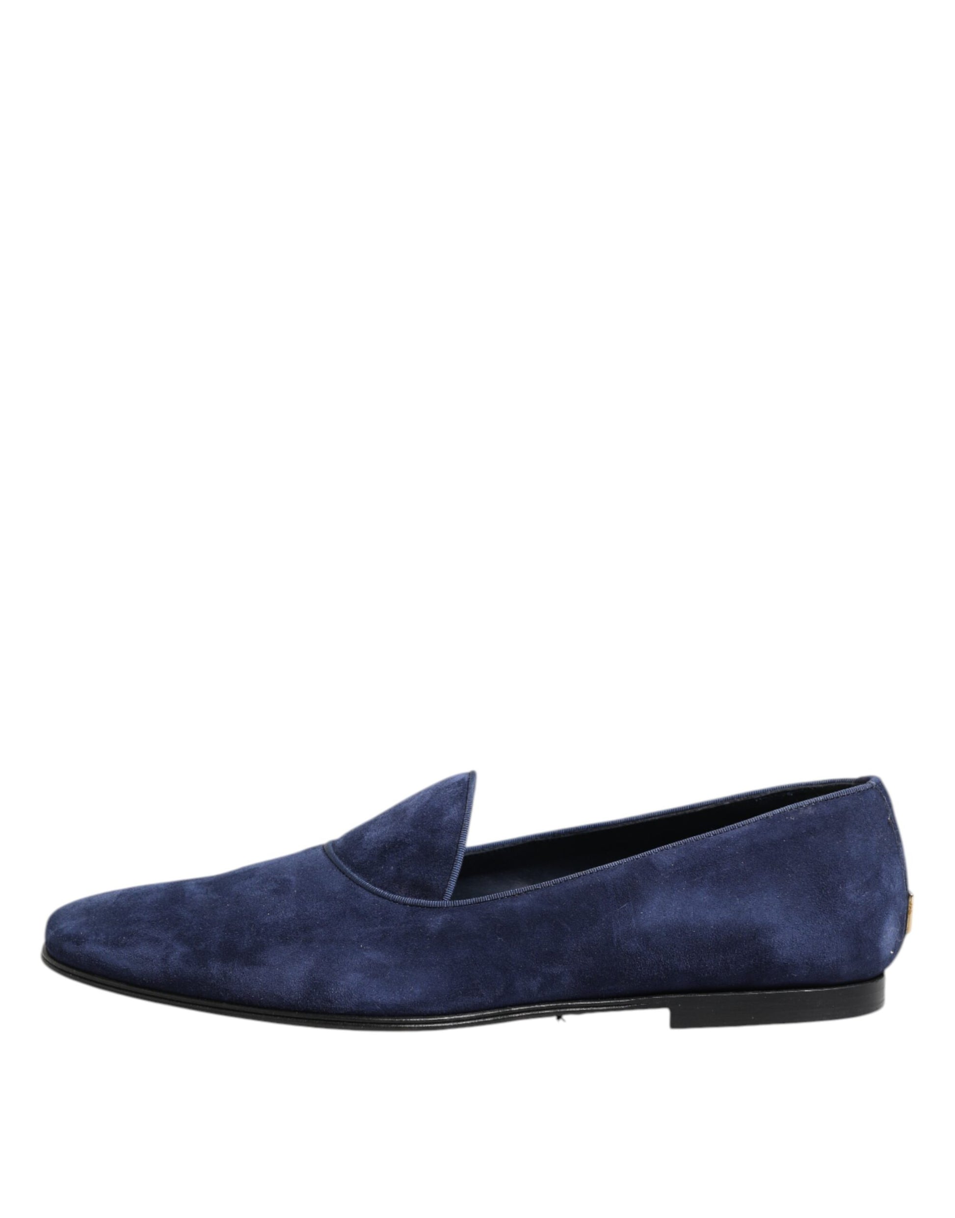 Blaue Loafer aus Samt mit DG-Logo, formelle Schuhe
