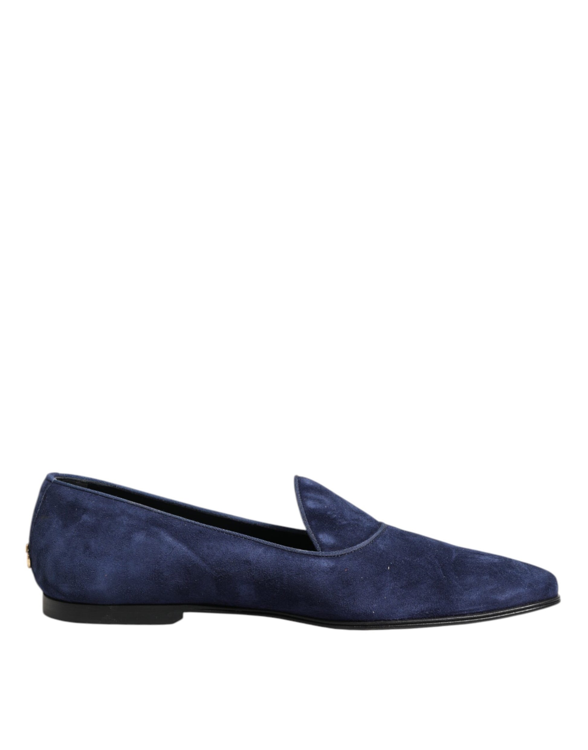 Blaue Loafer aus Samt mit DG-Logo, formelle Schuhe