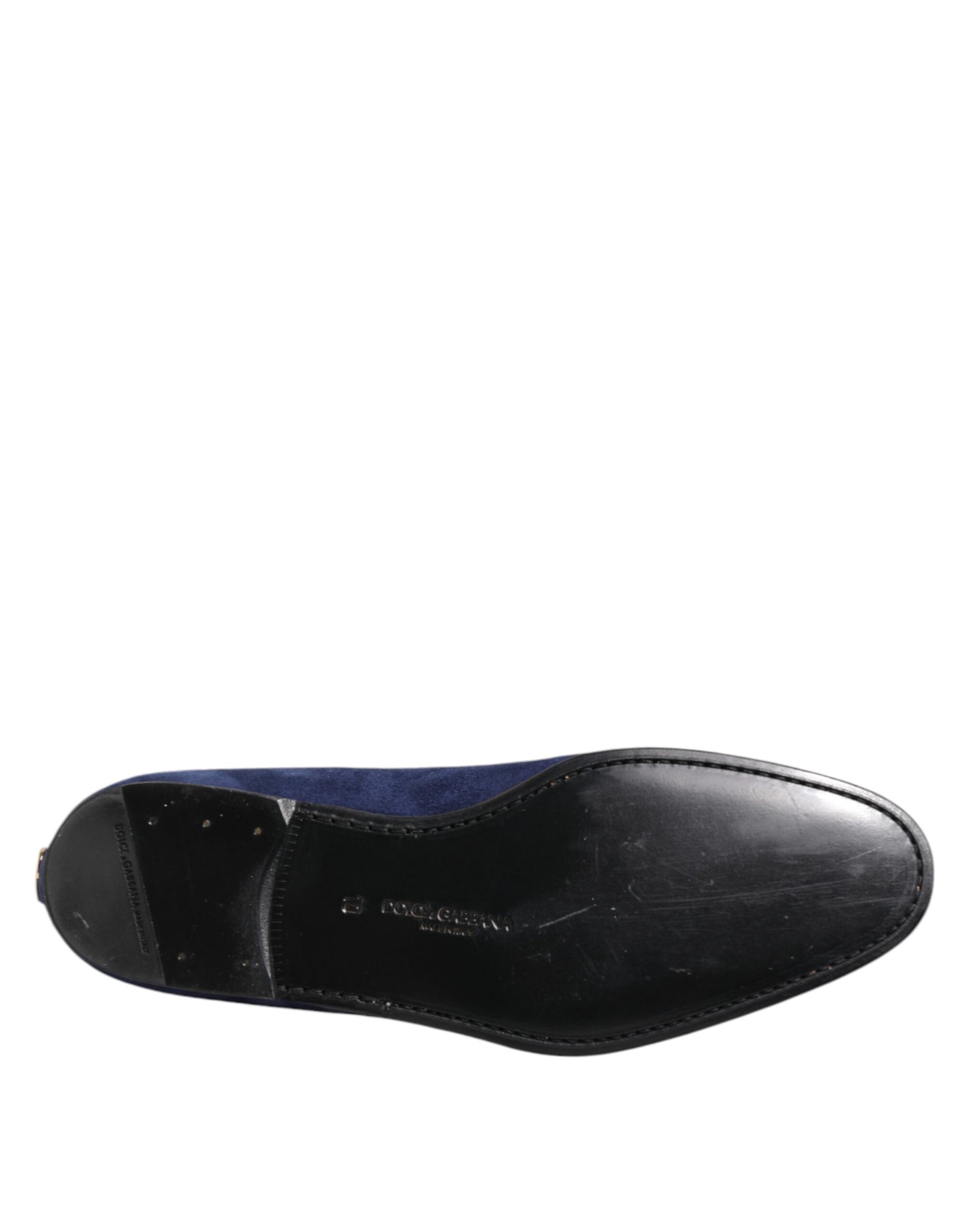 Blaue Loafer aus Samt mit DG-Logo, formelle Schuhe