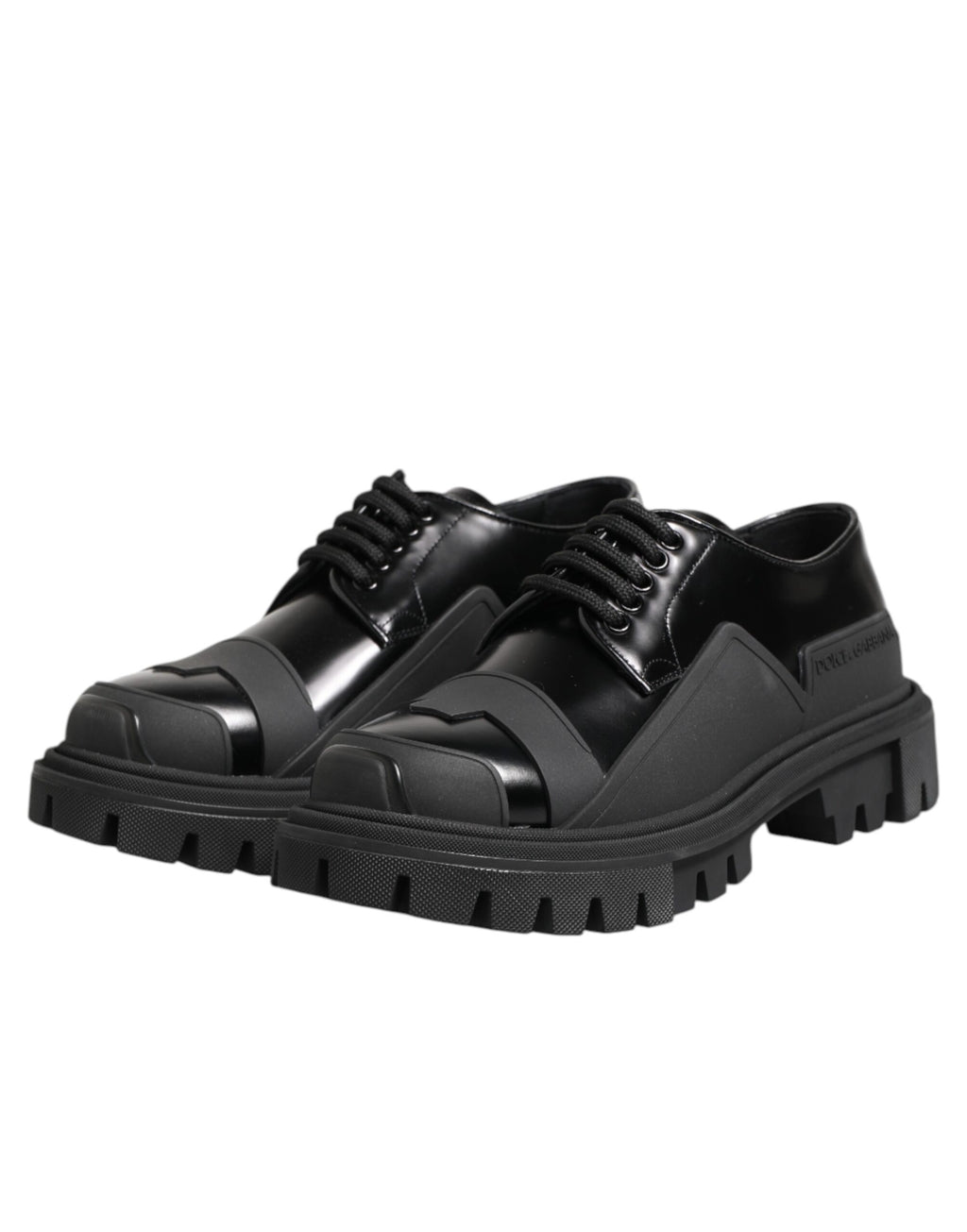 Schwarze Trekking-Derby-Schuhe aus Lackleder