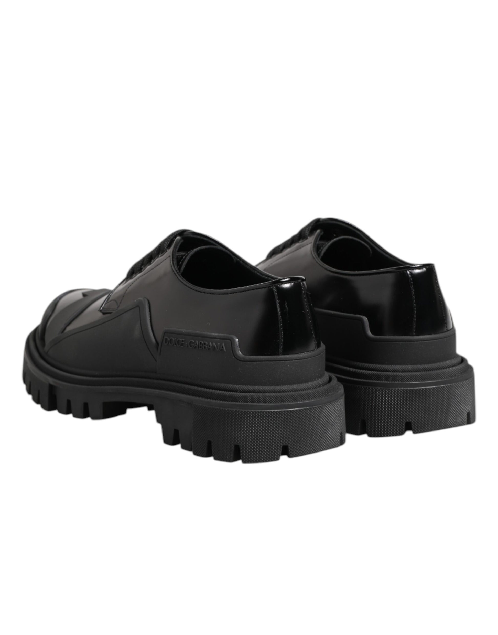 Schwarze Trekking-Derby-Schuhe aus Lackleder