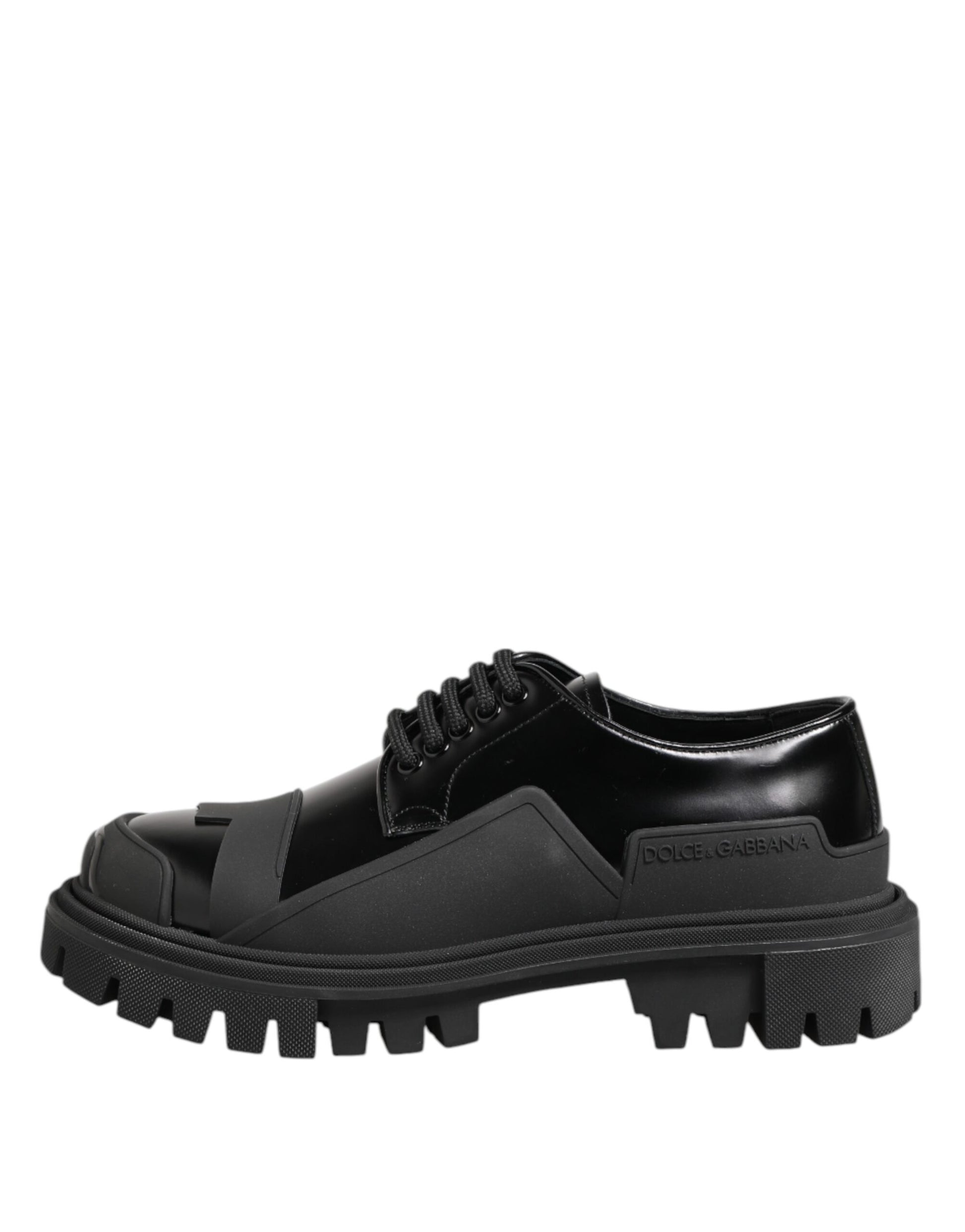 Schwarze Trekking-Derby-Schuhe aus Lackleder