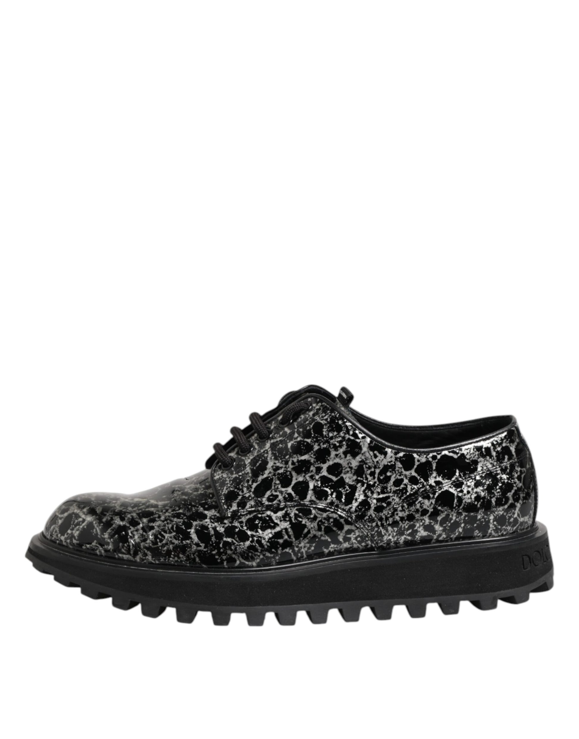 Schwarz-weiße Derby-Schuhe aus Kalbsleder mit dicker Sohle