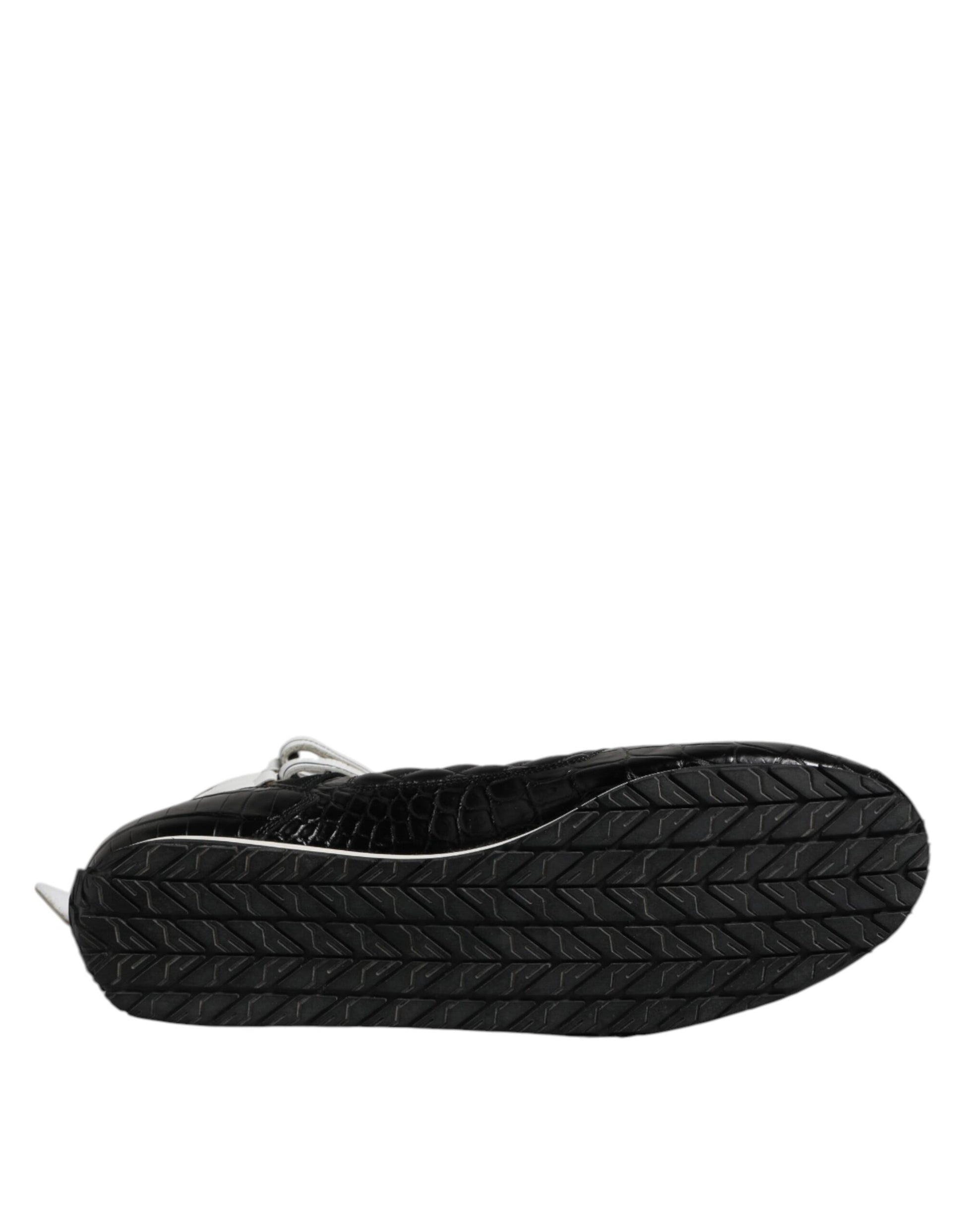 Schwarze gesteppte Schnür-Sneakers aus Leder