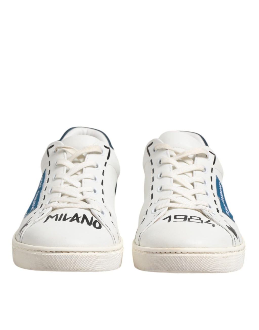 Weiße Low-Top-Sneakers aus bedrucktem Leder