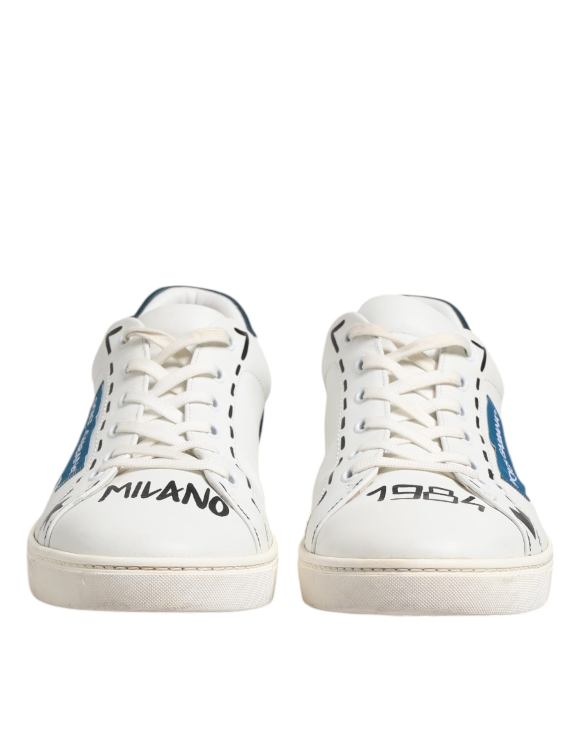 Weiße Low-Top-Sneakers aus bedrucktem Leder