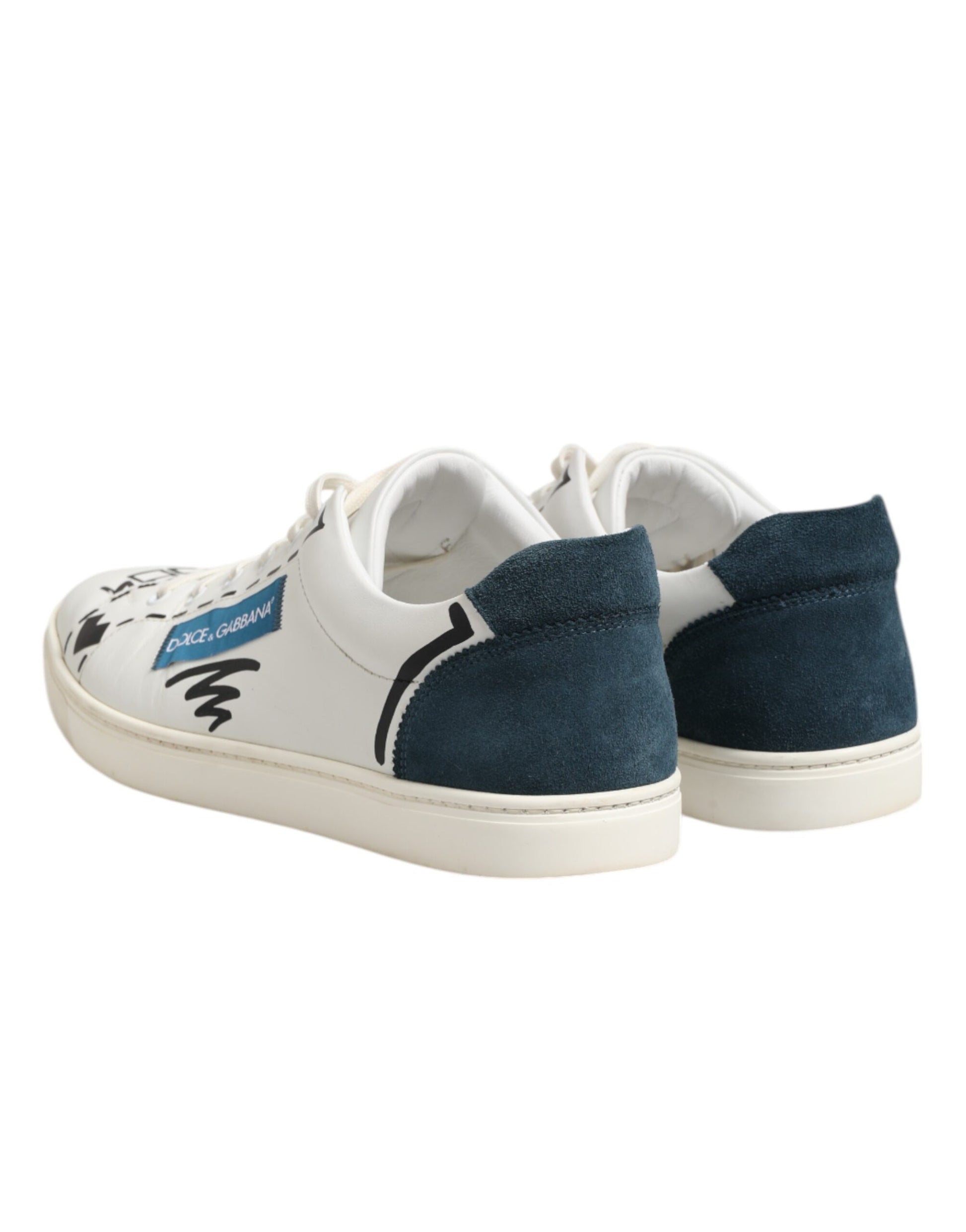 Weiße Low-Top-Sneakers aus bedrucktem Leder