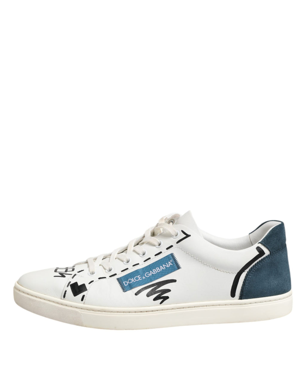Weiße Low-Top-Sneakers aus bedrucktem Leder