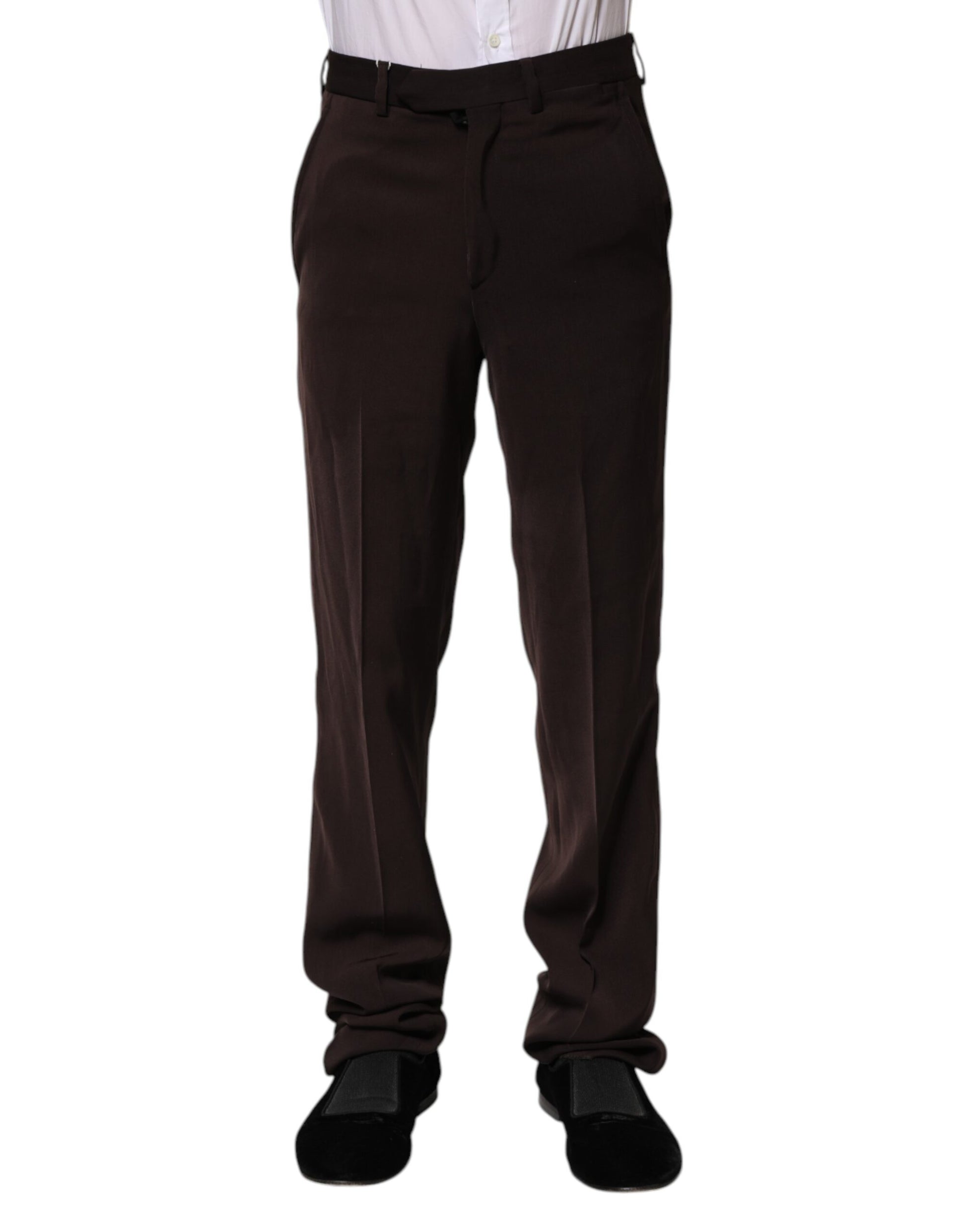 Dunkelbraune formelle Anzughose mit mittlerer Taille